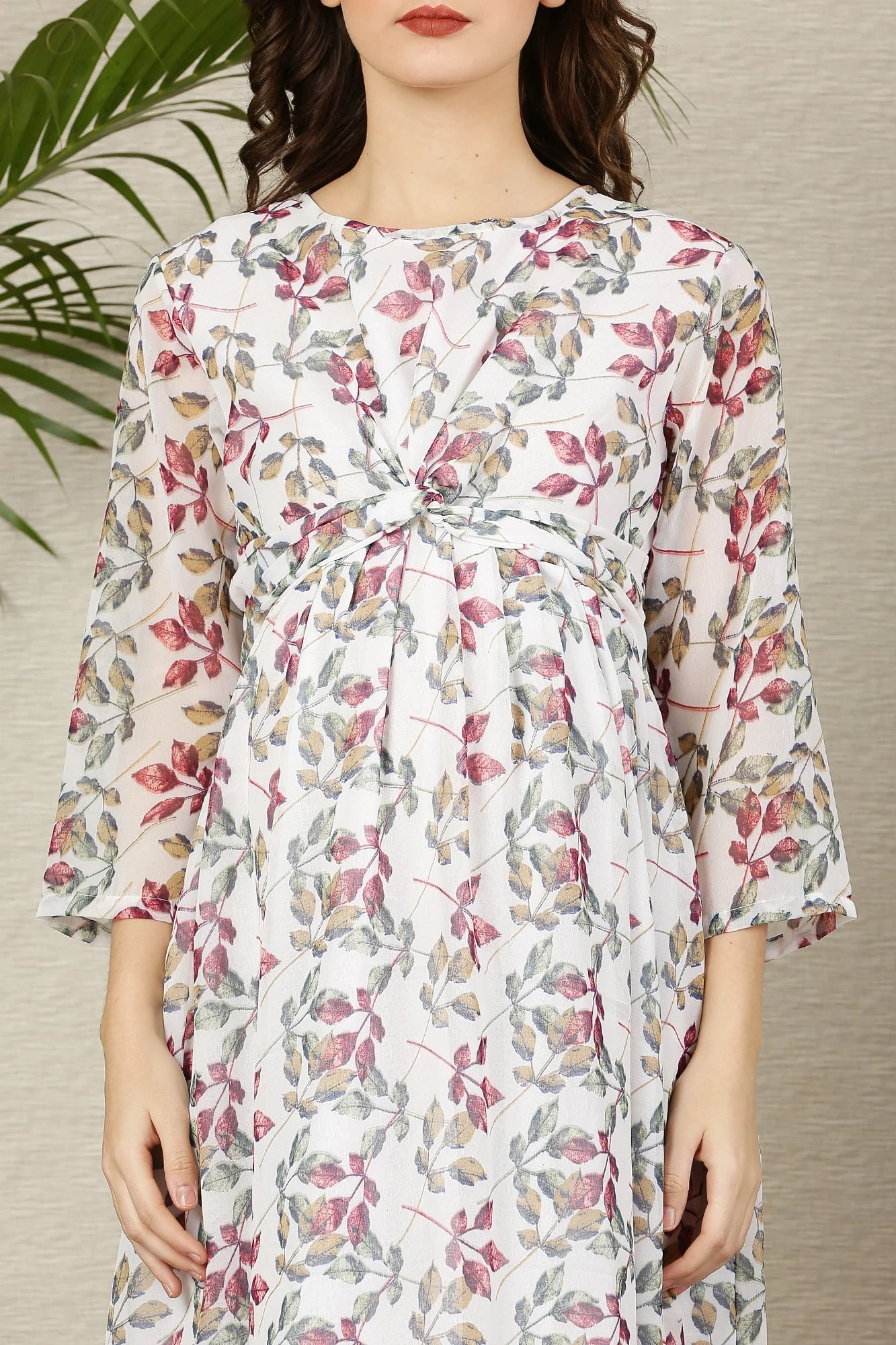 Pristine White Tropical Maternity Knot Dress - Chenance