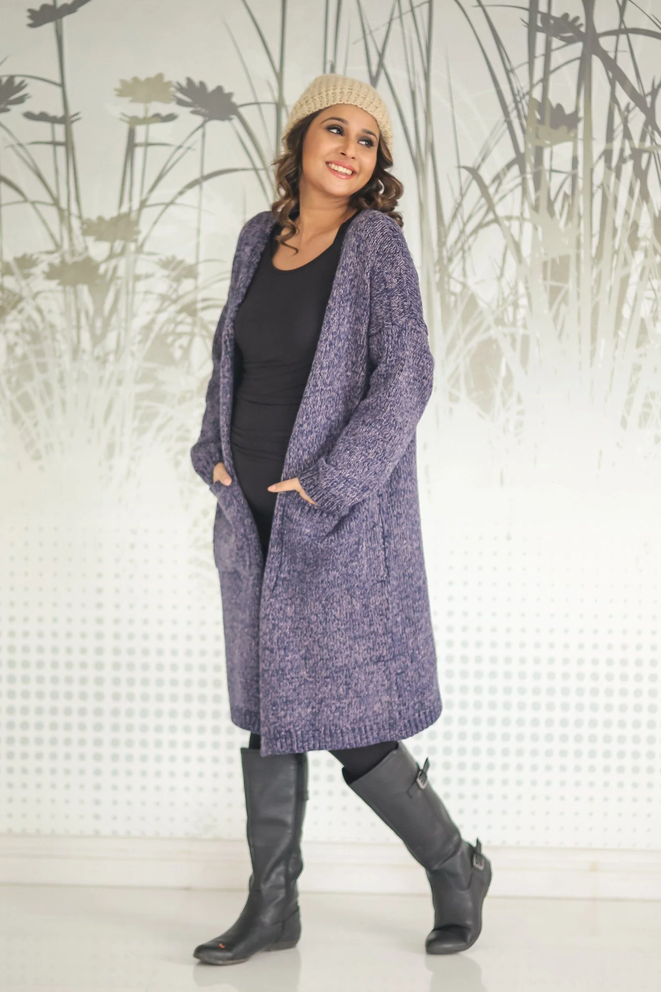 Longline Blue Dusk Maternity Cardigan - Chenance
