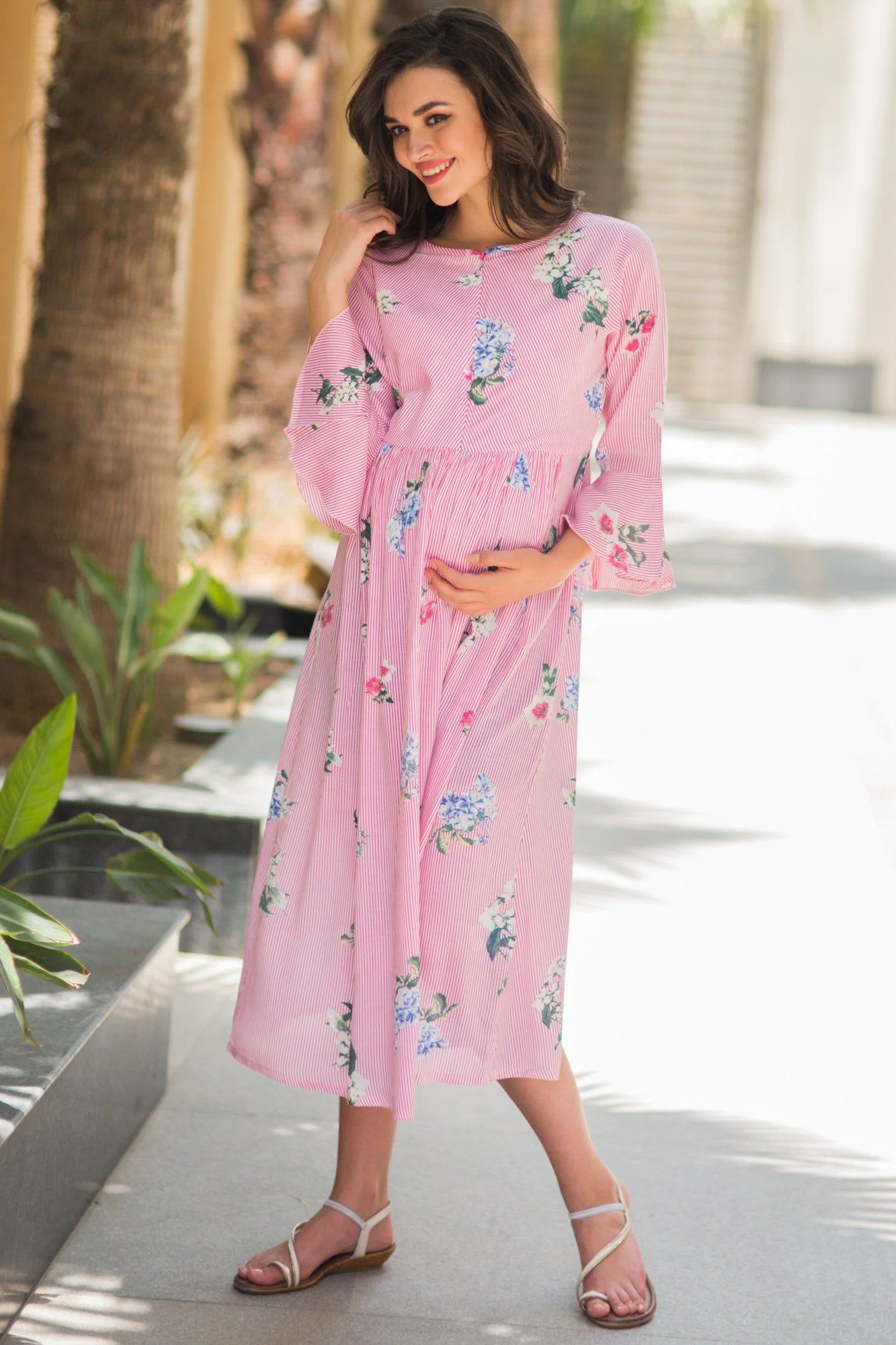 Scarlet Striped Boho Maternity & Nursing Dress - Chenance