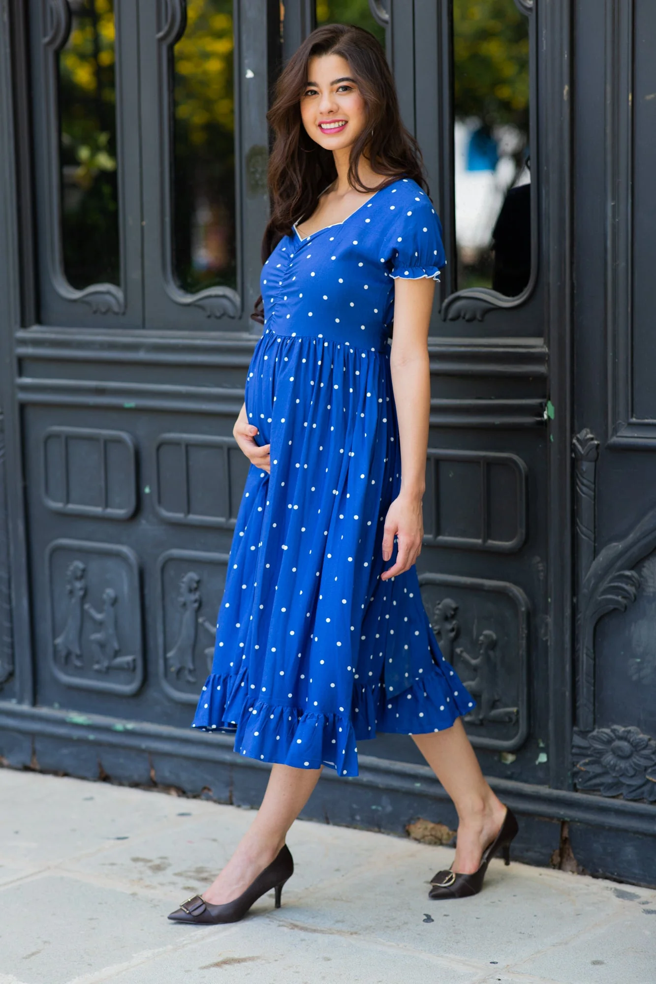 Winsome Blue Sprinkle Maternity Dress - Chenance