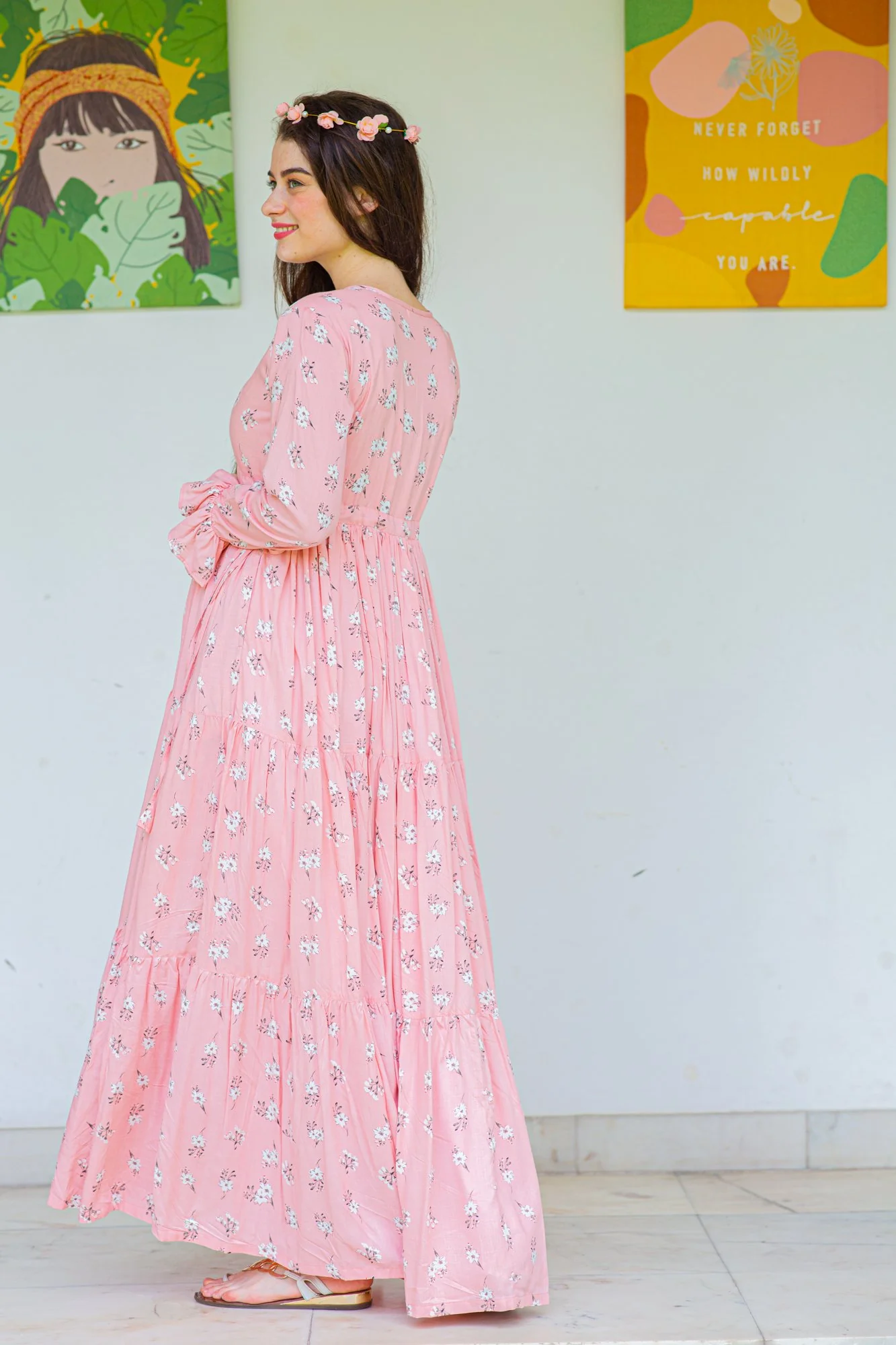 Spruce Floral Maternity & Nursing Layer Dress - Chenance