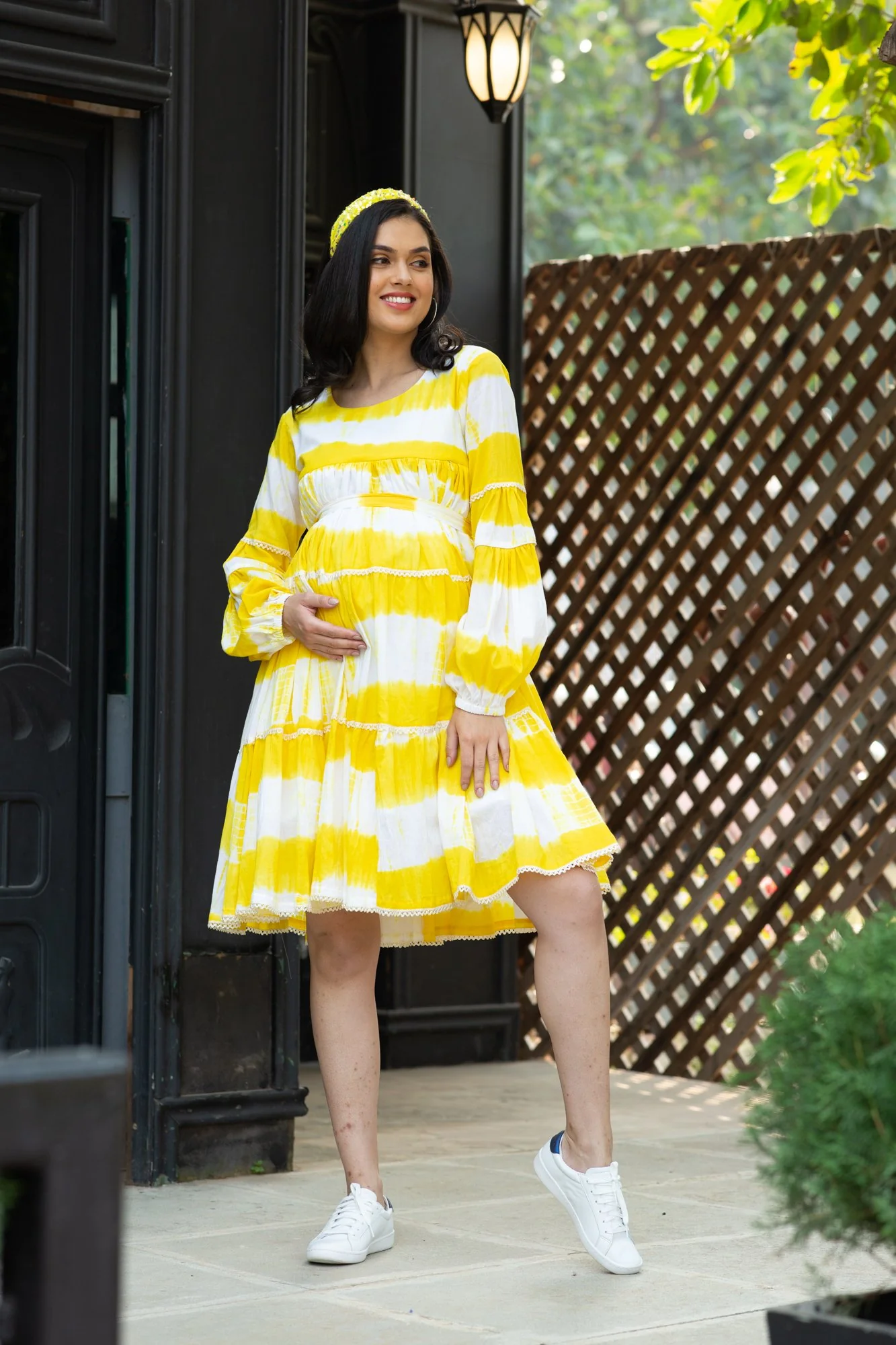 Premium Sunshine Mulmul Maternity & Nursing Frill Dress - Chenance