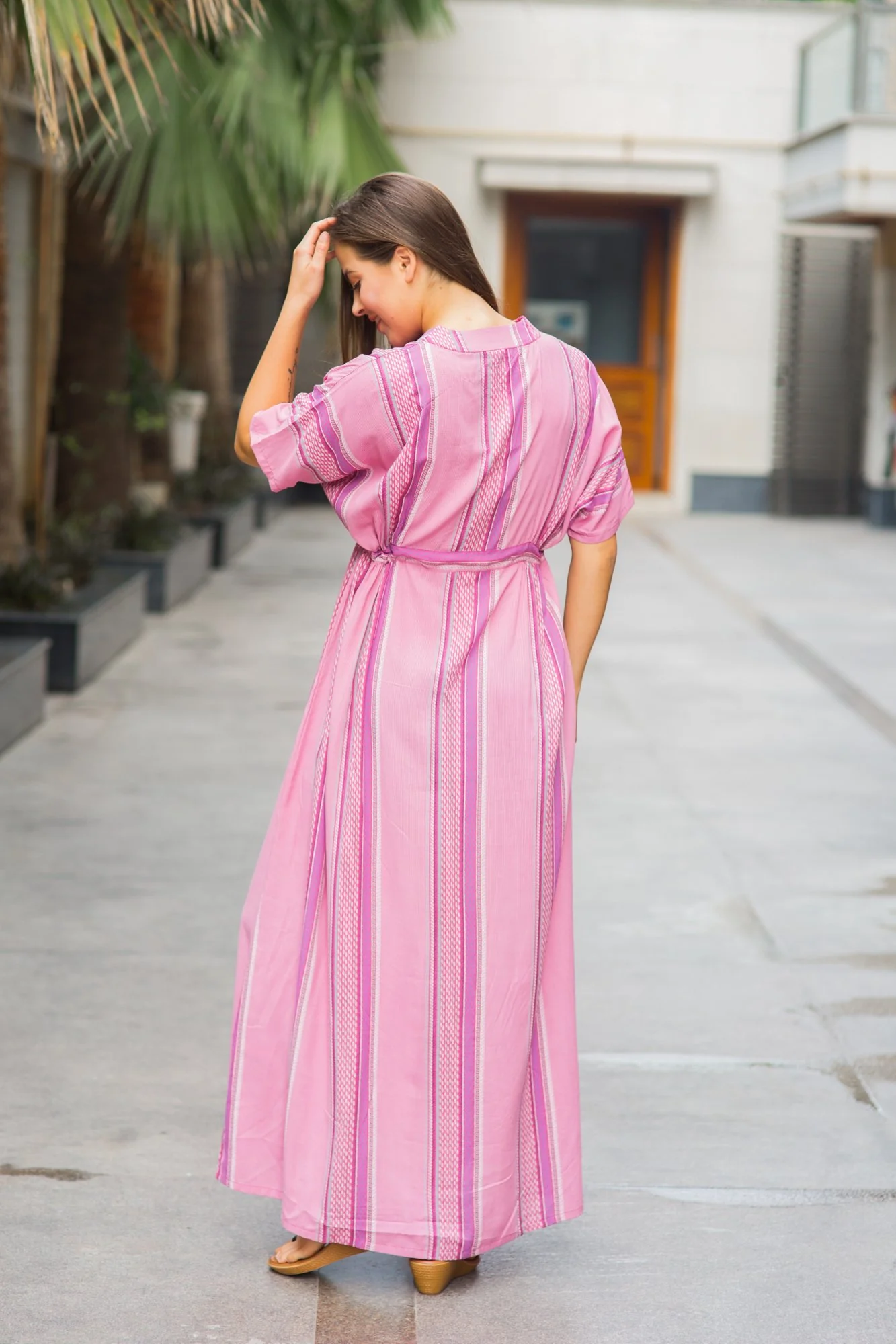 Set of 2 - Kimono Carnation Stripe Delivery Gown + Matching Baby Swaddle - Chenance