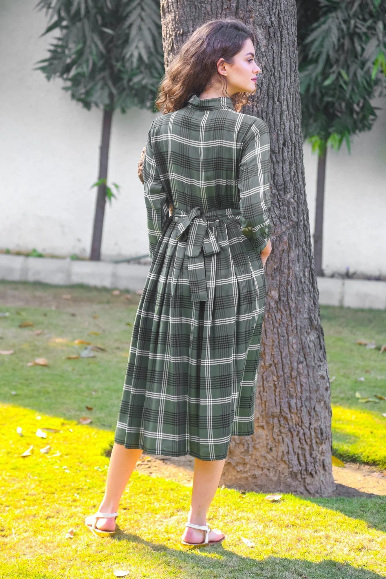 Emerald Plaid Maternity & Nursing Dress - Chenance