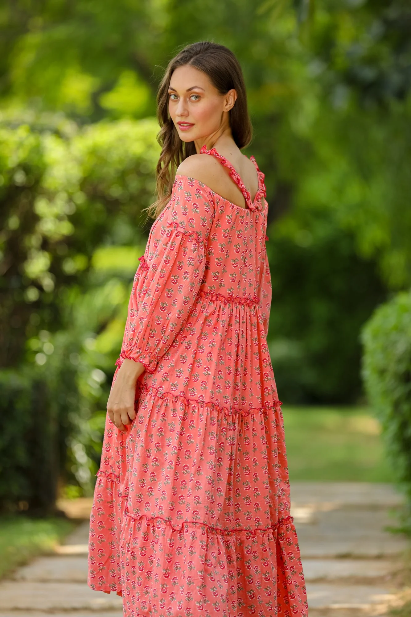 Peony Pink Maternity & Nursing Frill Cotton Dress - Chenance