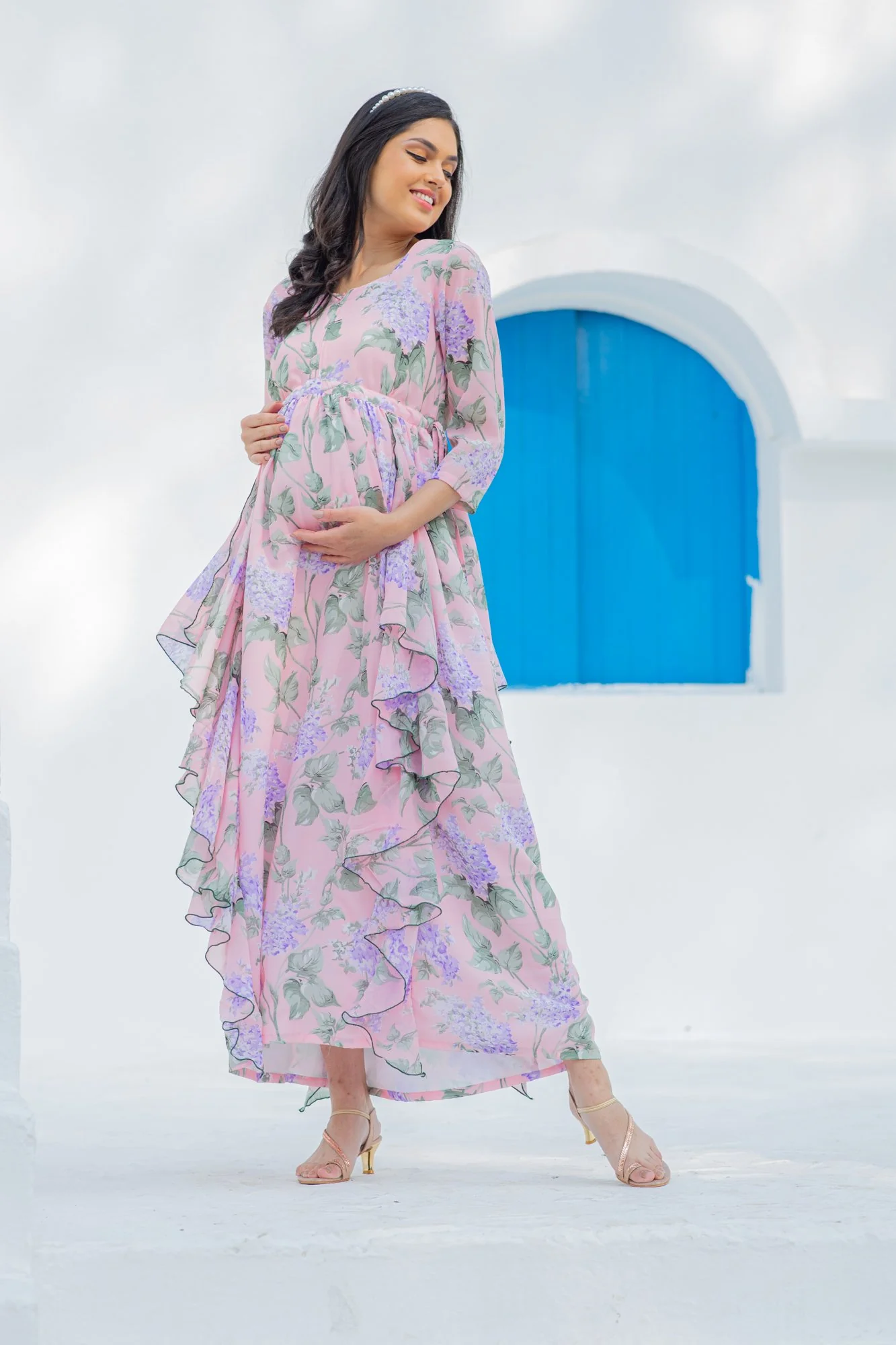 Serene Blossom Maternity & Nursing Flow Dress - Chenance