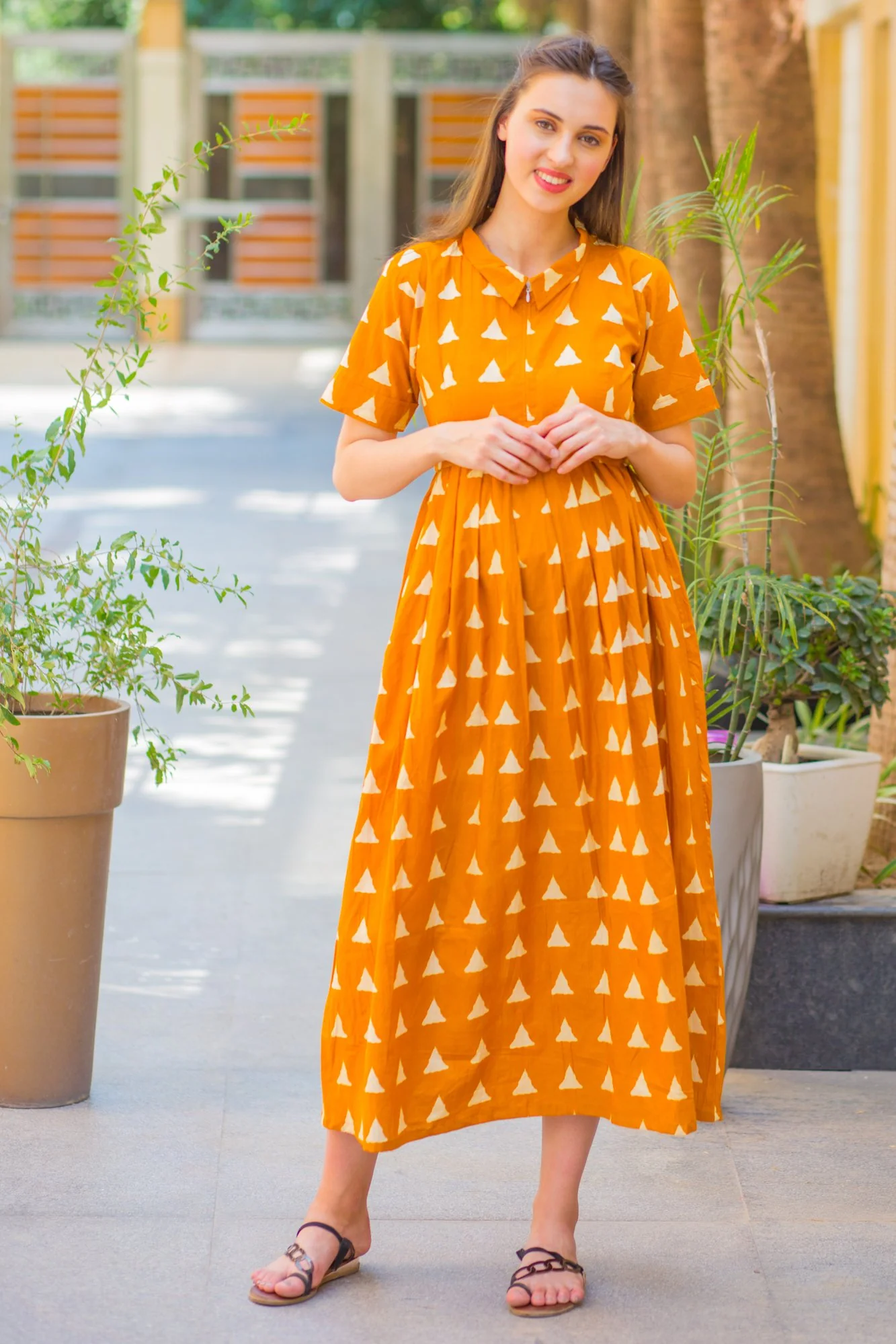 Tuscan Sunny Triangle Maternity & Nursing Dress - Chenance