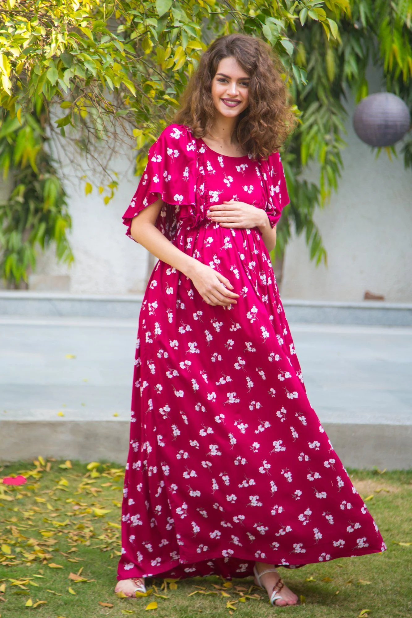 Persian Berry Maternity & Nursing Flap Dress - Chenance