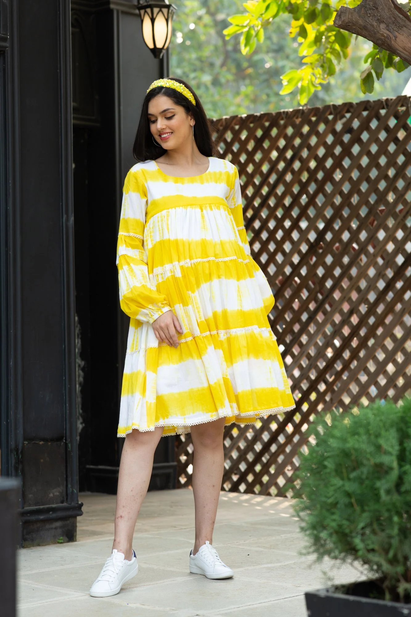 Premium Sunshine Mulmul Maternity & Nursing Frill Dress - Chenance