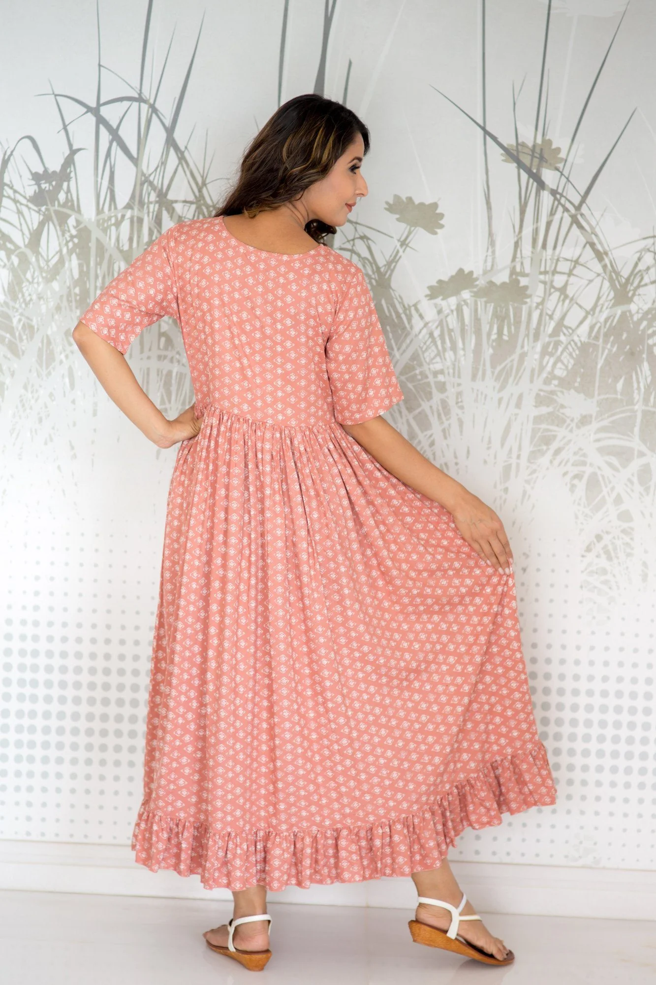 Paradise Frill Concealed Zips Nursing Dress - Chenance