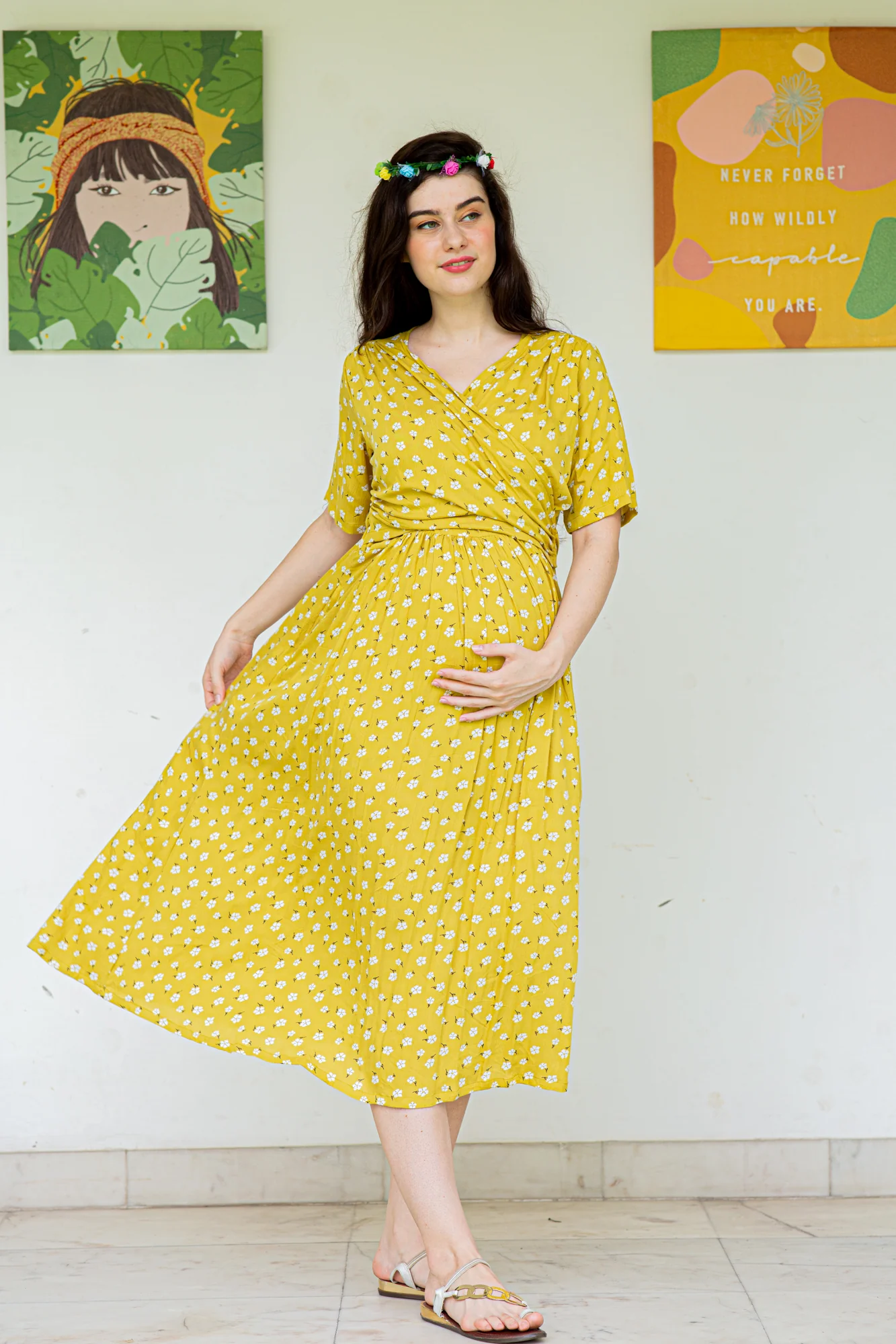 Tuscany Maternity & Nursing Midi Wrap Dress - Chenance