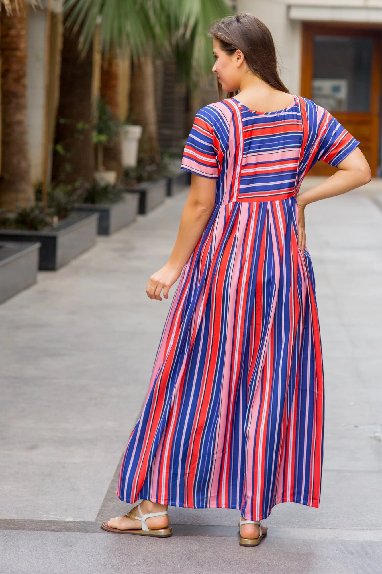 Peaches & Cream Soft Crepe Maternity & Nursing Maxi Dress - Chenance