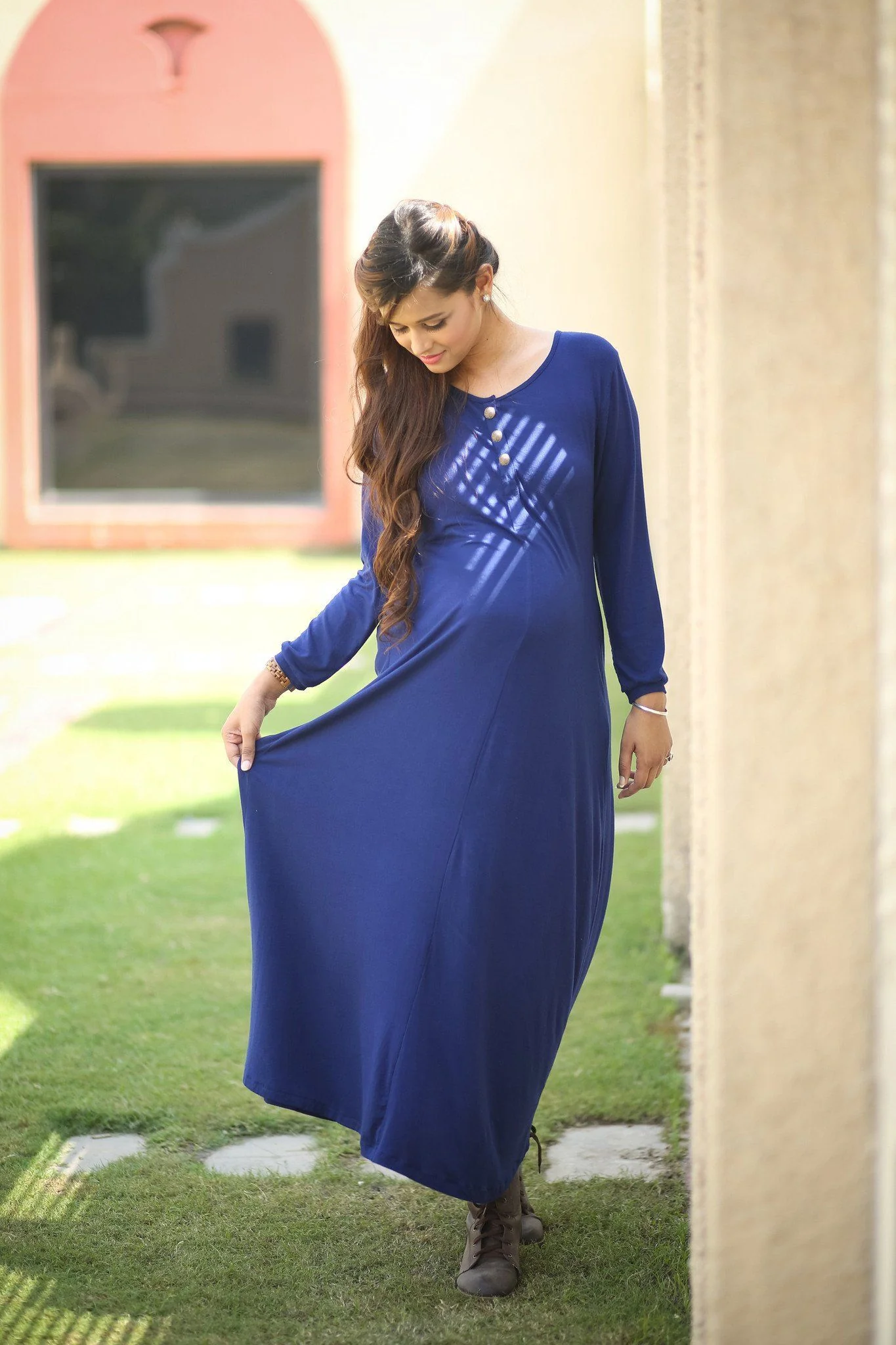 Blue Maternity Maxi Dress - Chenance