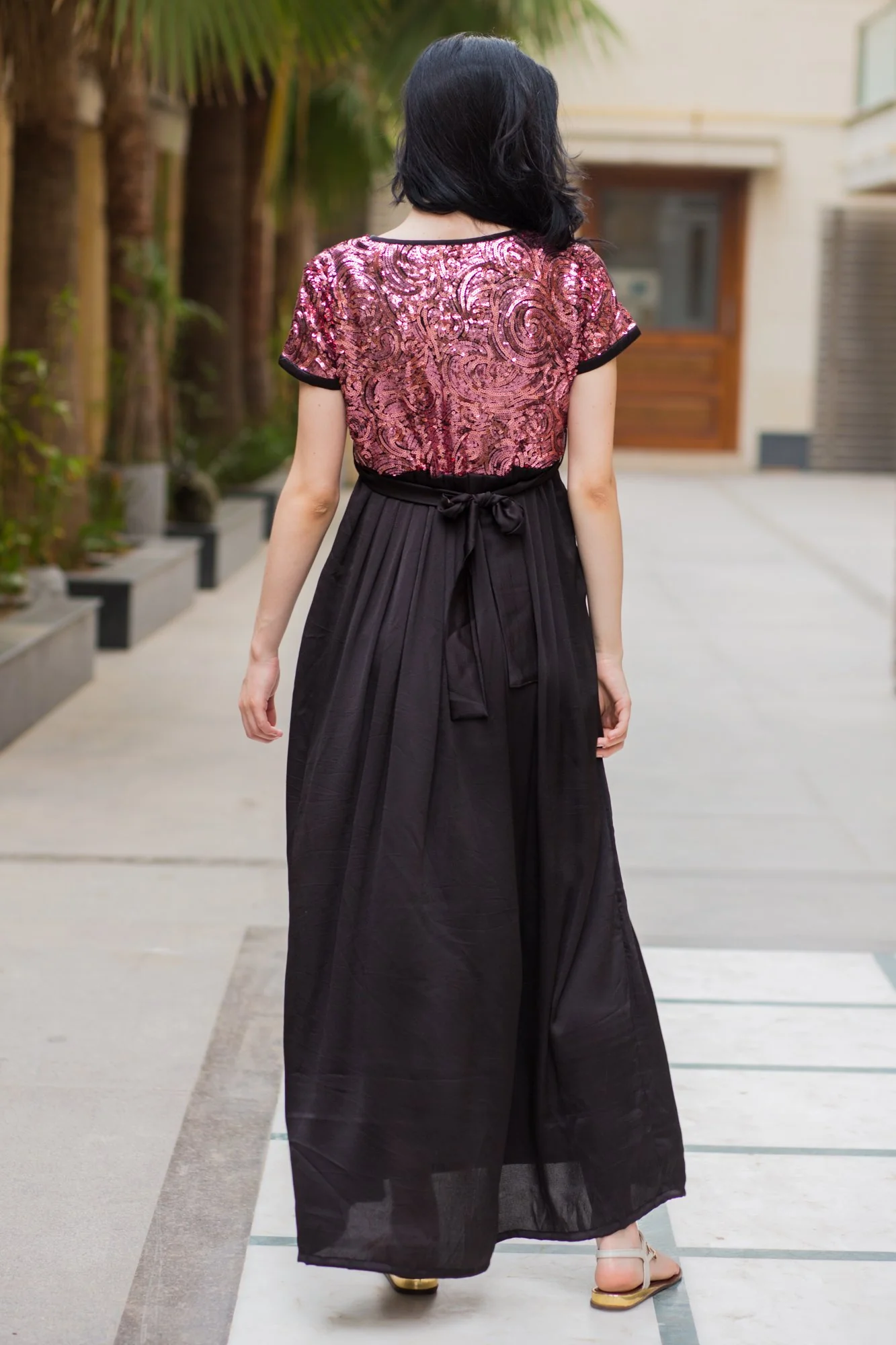 Luxe Mulberry Jade Sequin Maternity Dress - Chenance