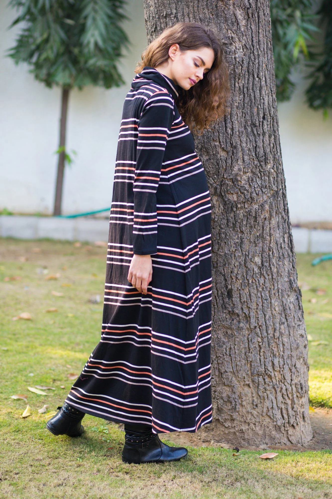 Premium Striped Stretchable Maternity Dress - Chenance