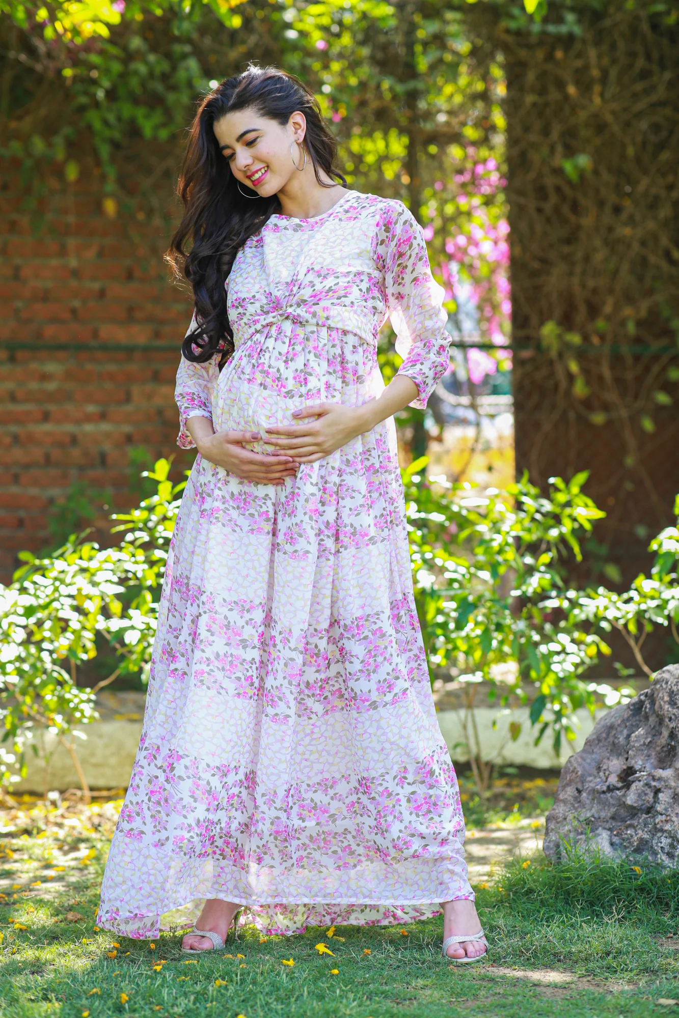 Luxe Rosy Pink Maternity Knot Dress - Chenance