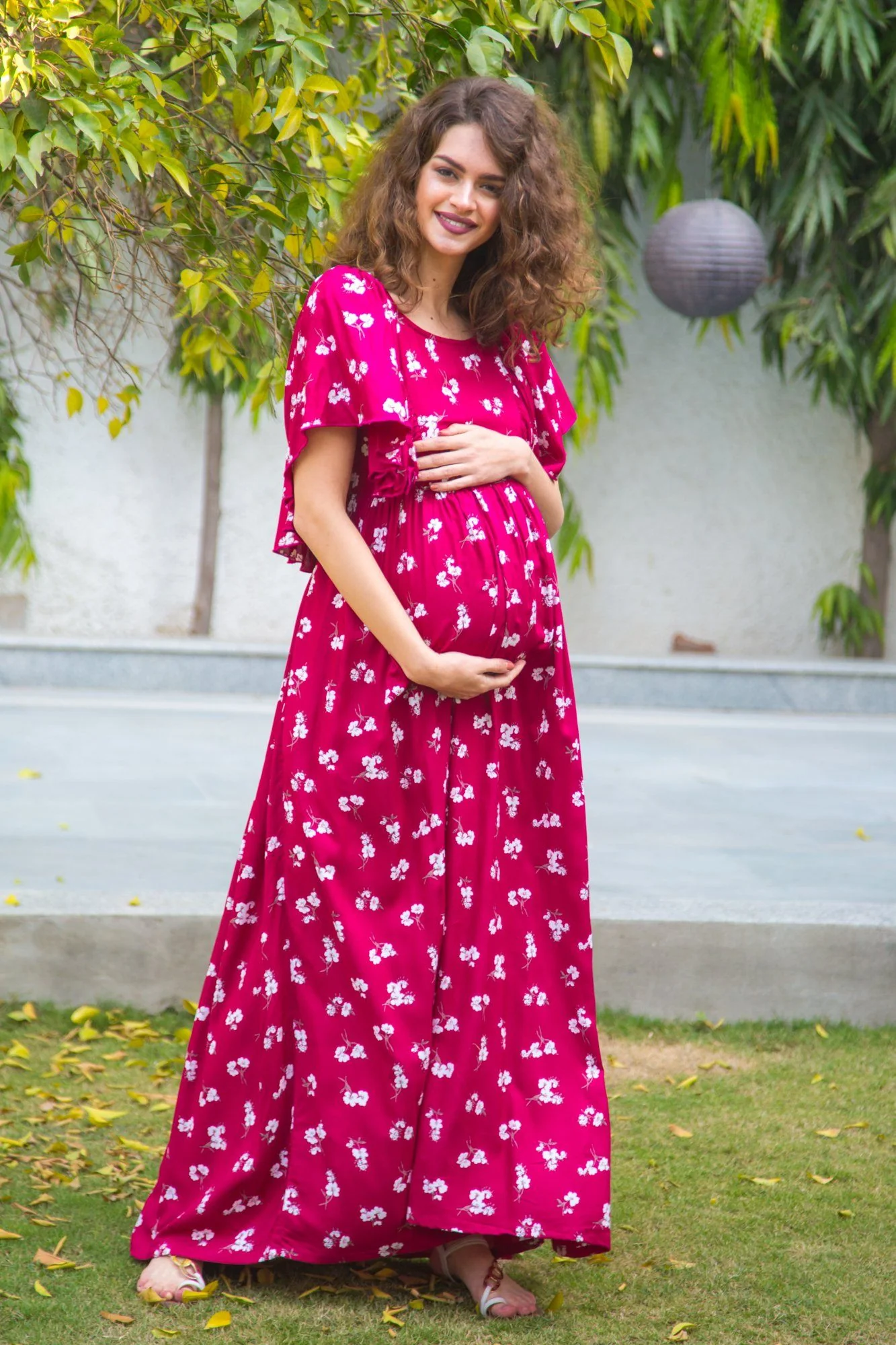Persian Berry Maternity & Nursing Flap Dress - Chenance