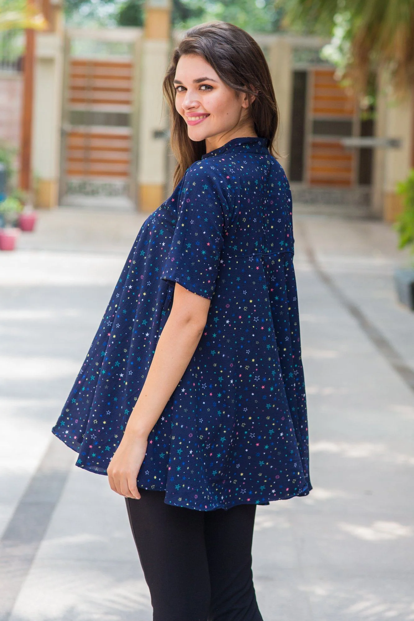 Sparkling Starry Flowing Nursing Top - Chenance