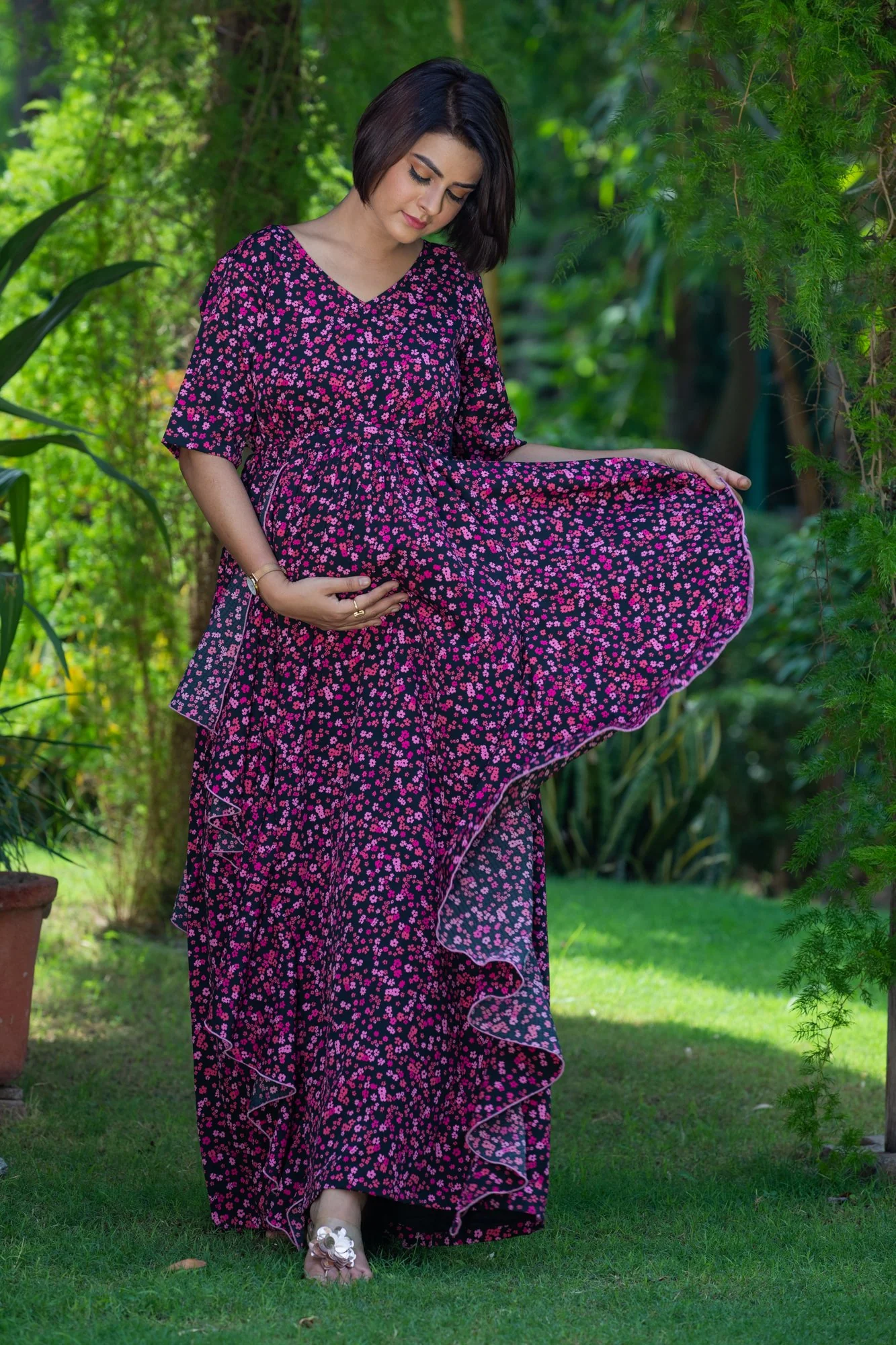 Berry Blast Maternity Flow Dress - Chenance