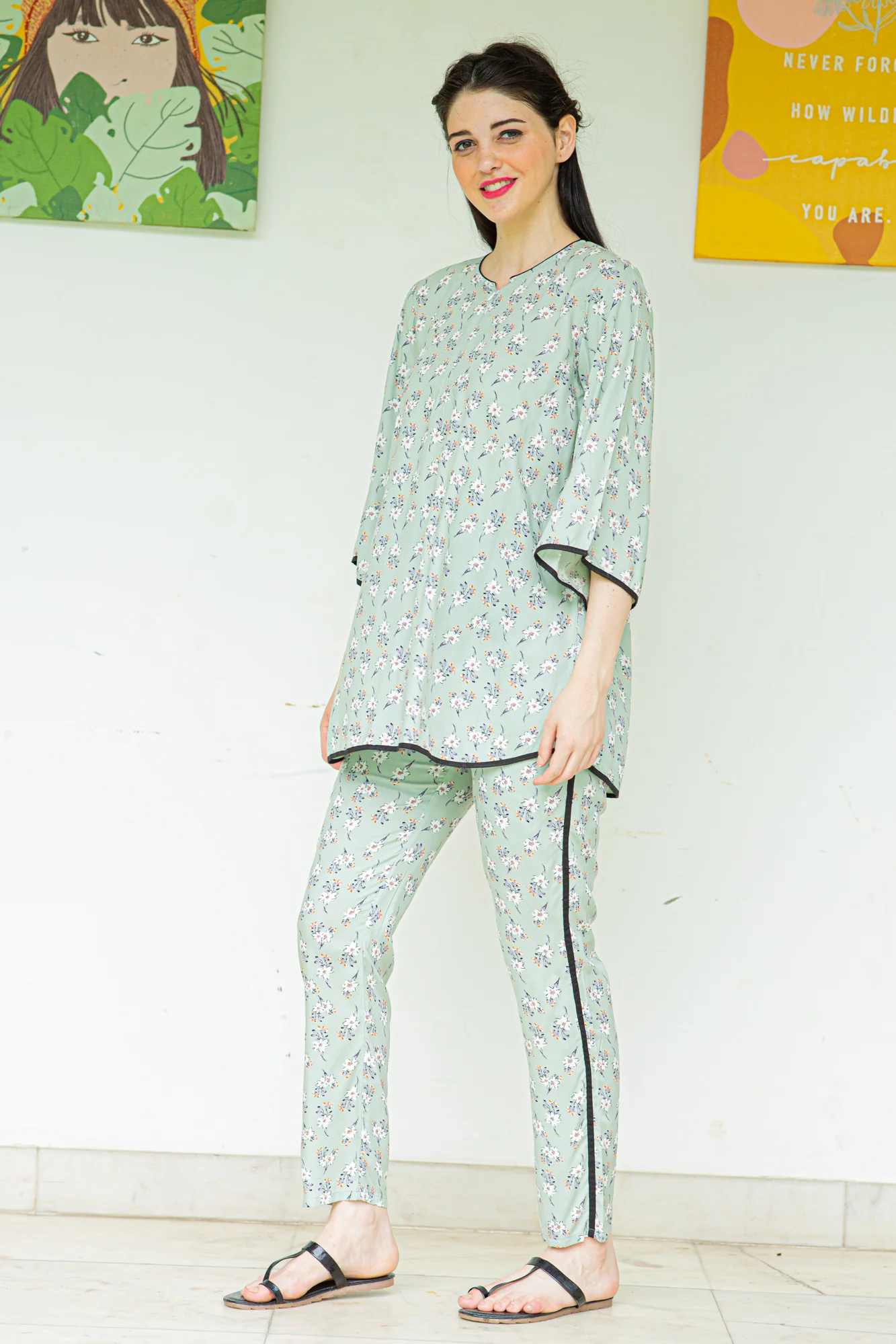 Root Floral Maternity & Nursing Night Suit Set - Chenance