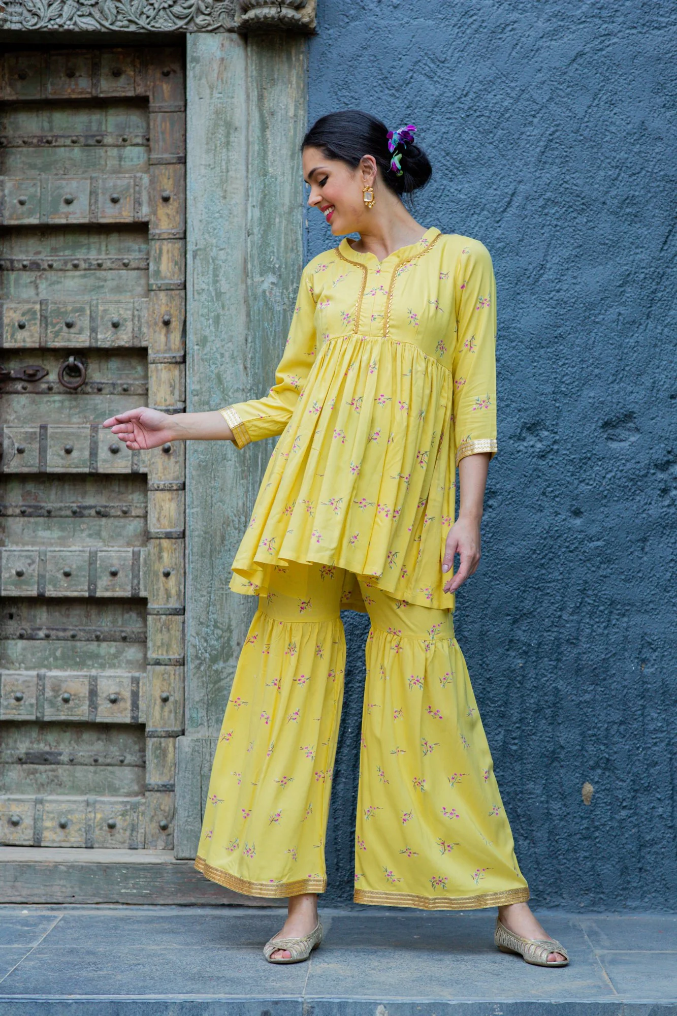 Premium Classic Sunshine Floral Maternity & Nursing Suit (2 pc) - Chenance