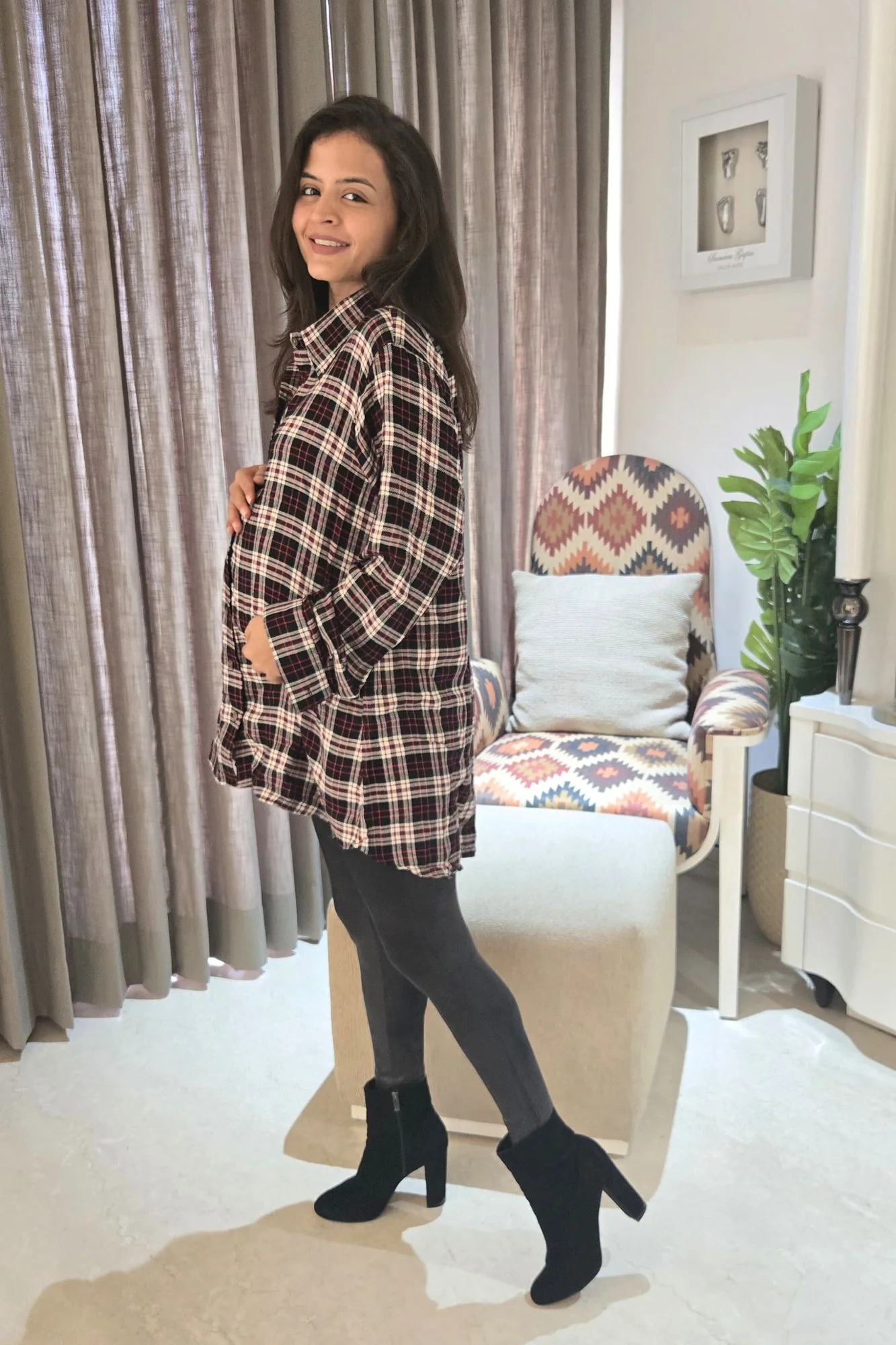 Plaid Red Black Maternity & Nursing Top - Chenance