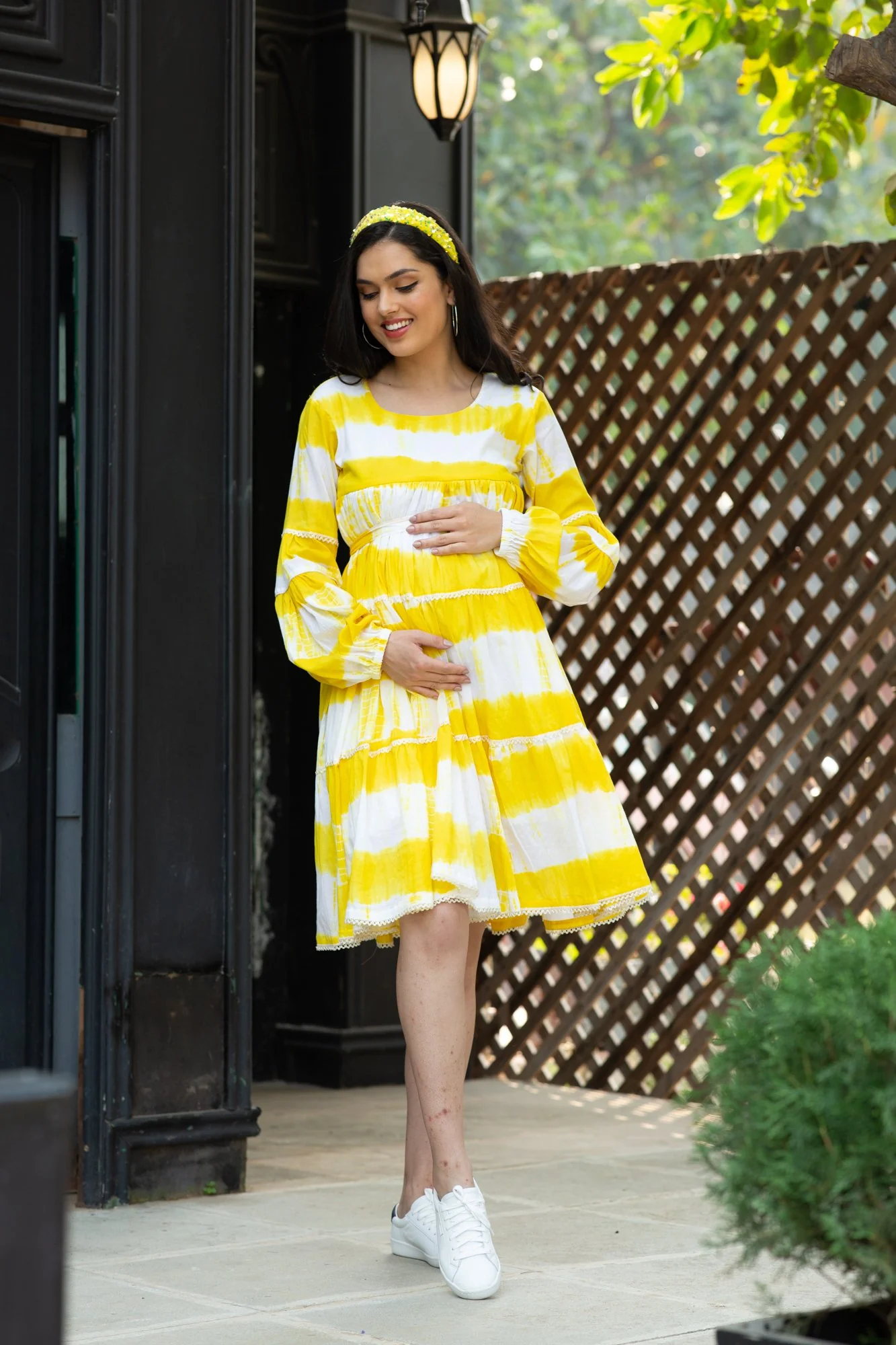 Premium Sunshine Mulmul Maternity & Nursing Frill Dress - Chenance