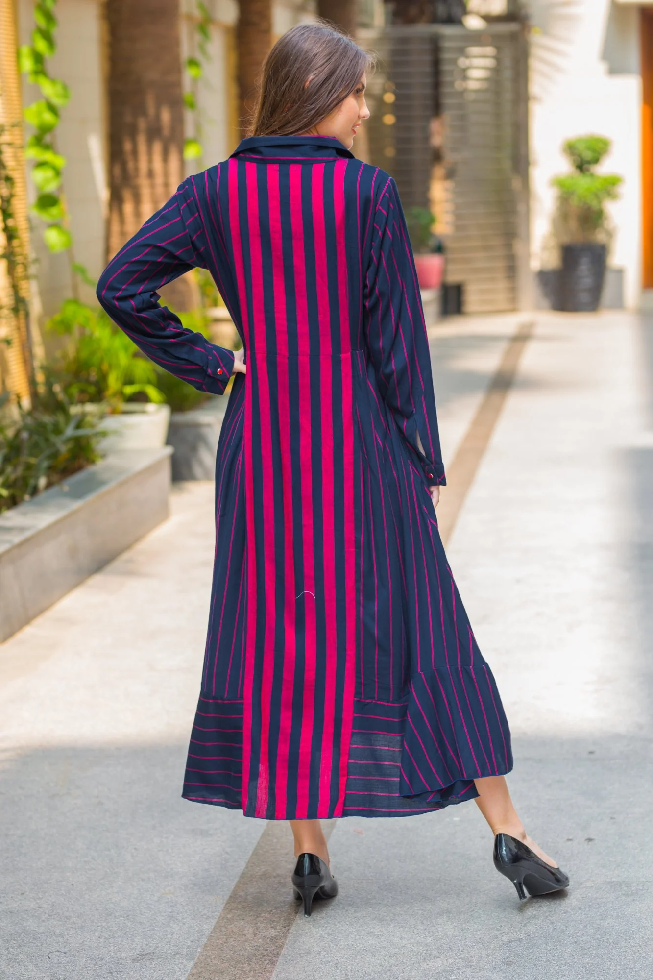 Regal Striped Maternity & Nursing Dress - Chenance