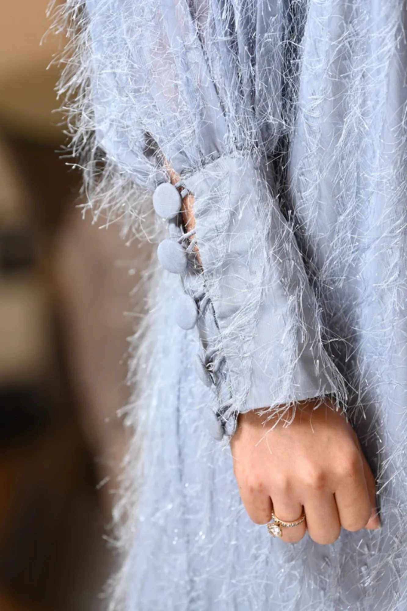 Sizzling Powder Blue Maternity Feather Dress - Chenance