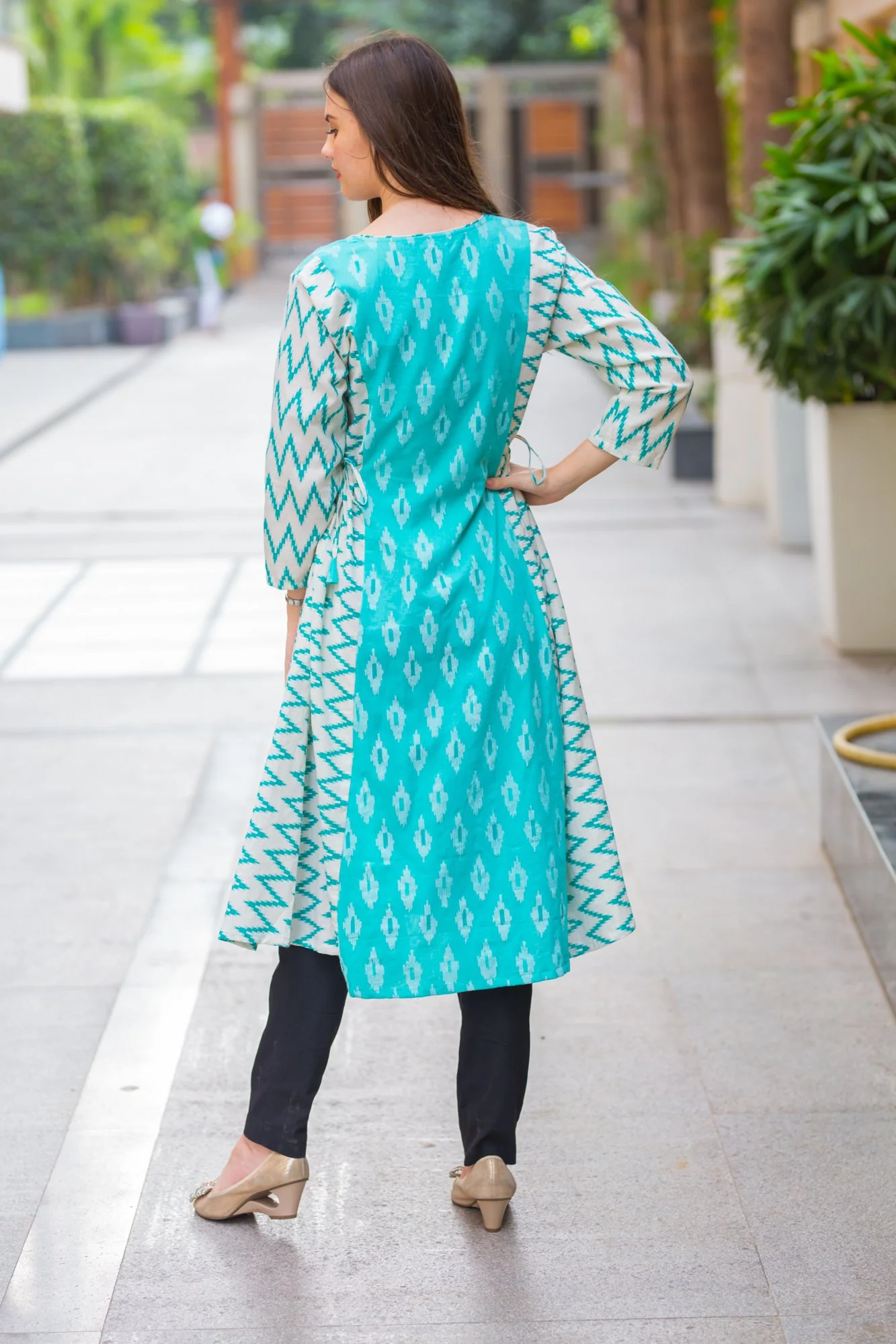 Zig Zag Patterned Maternity & Nursing Kurta - Chenance