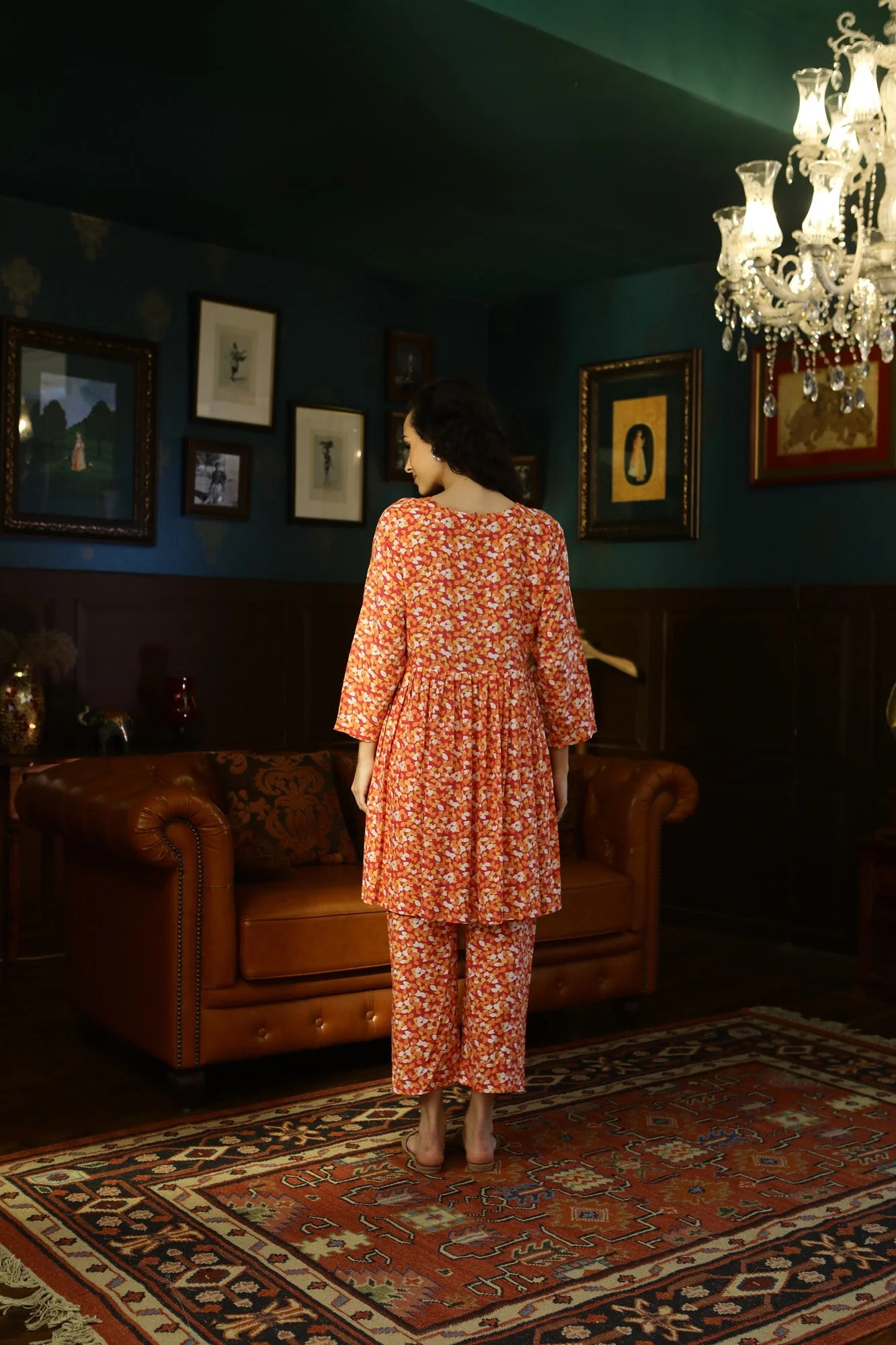 Poppy Red Maternity & Nursing Lounge Coord Set (2Pc) - Chenance