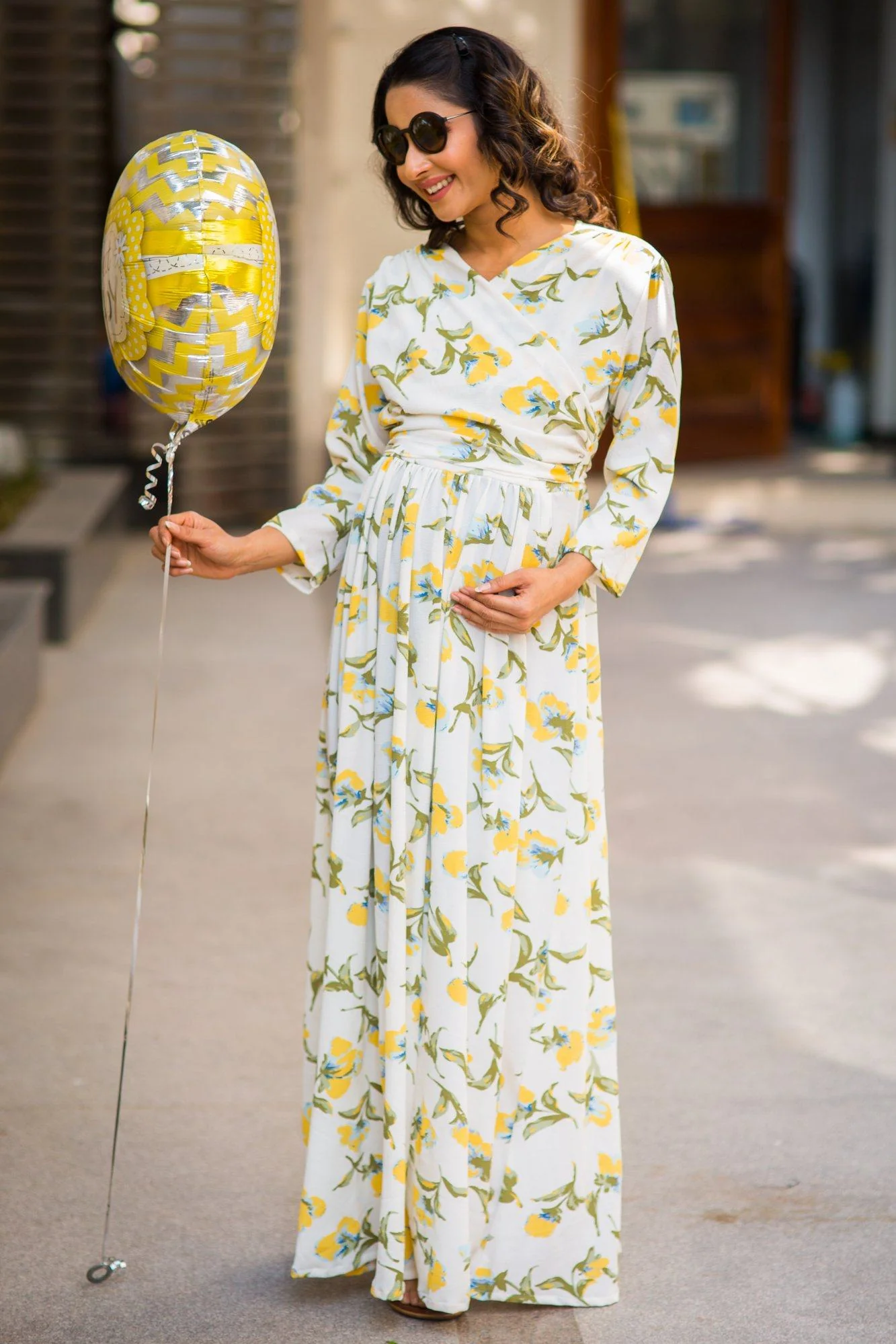 Pearly White Orchid Maternity & Nursing Wrap Dress - Chenance