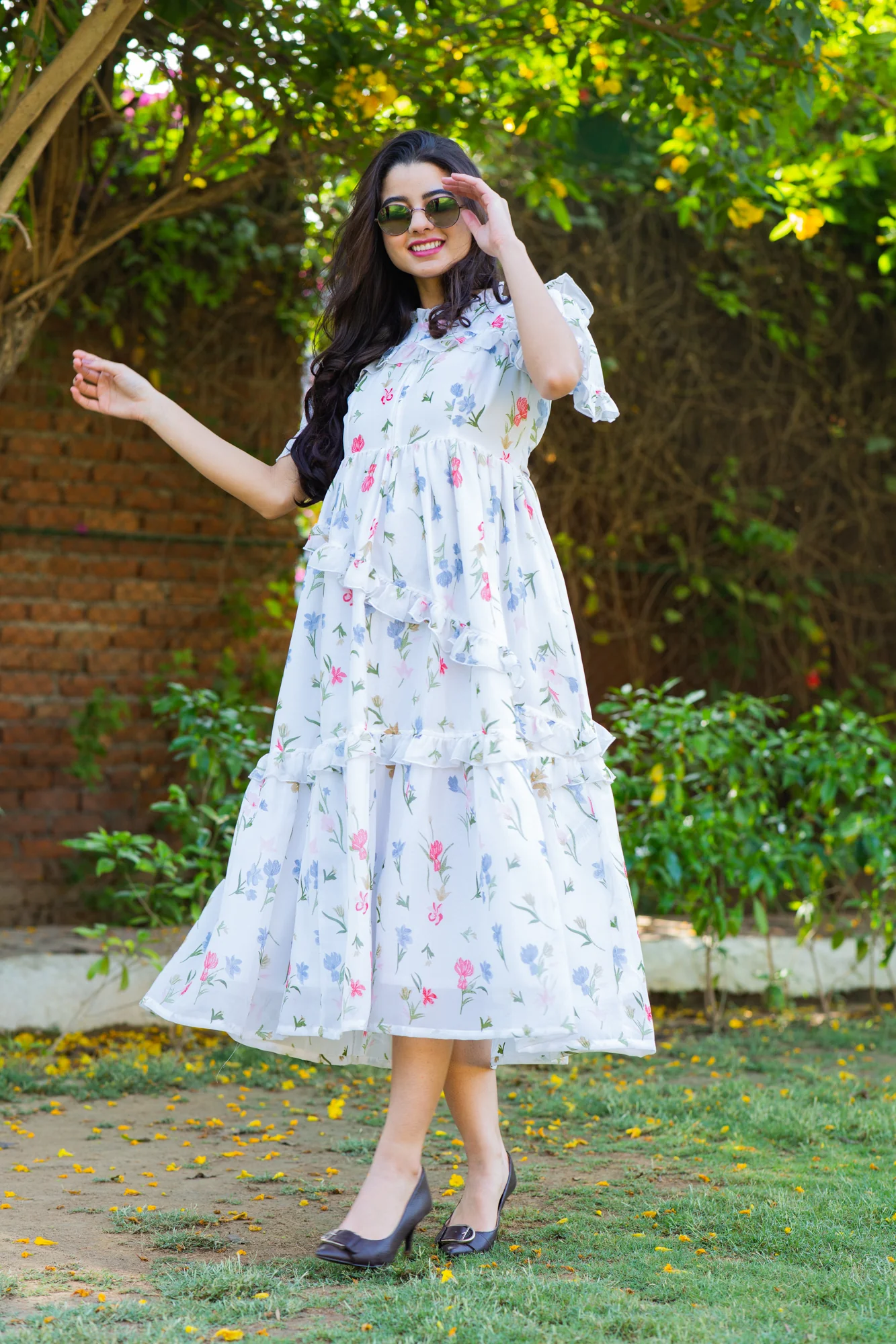 Angelic White Bloom Maternity & Nursing Frill Dress - Chenance