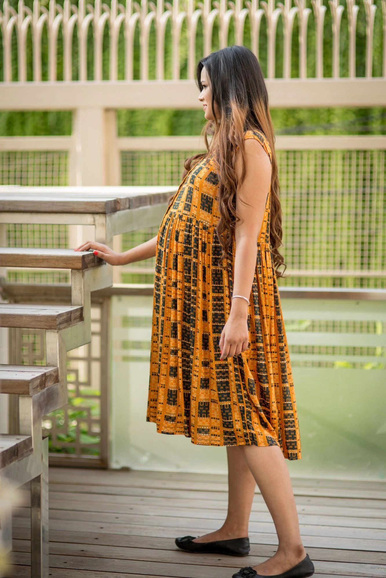 Yellow Woven Nursing Dress - Chenance