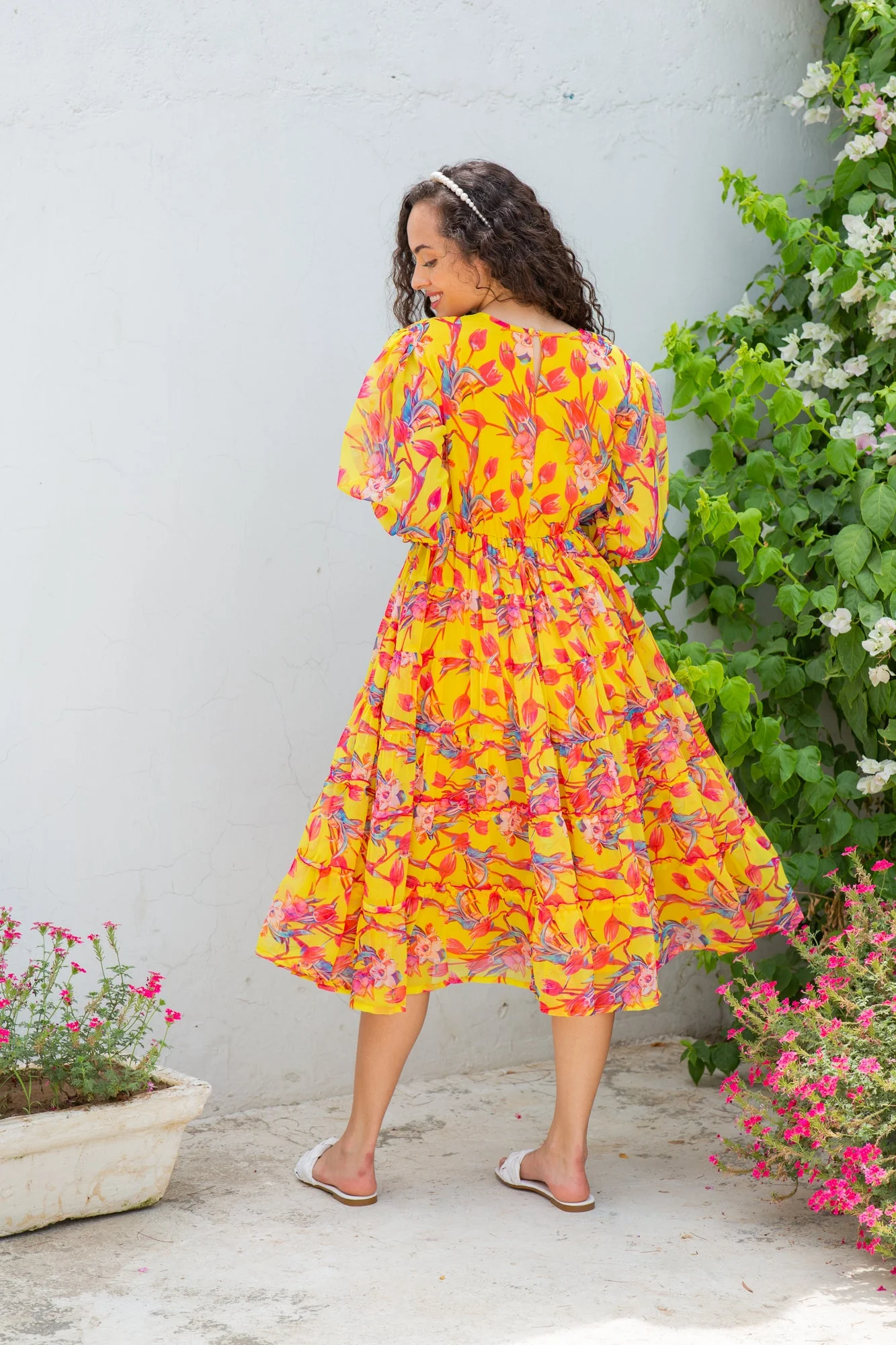 Premium Retro Tuscany Formal Maternity & Nursing Pintucks Frill Dress - Chenance