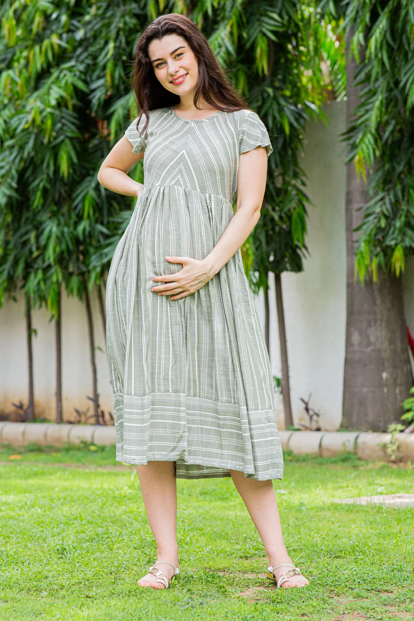 Soft Green Maternity & Nursing Dress - Chenance