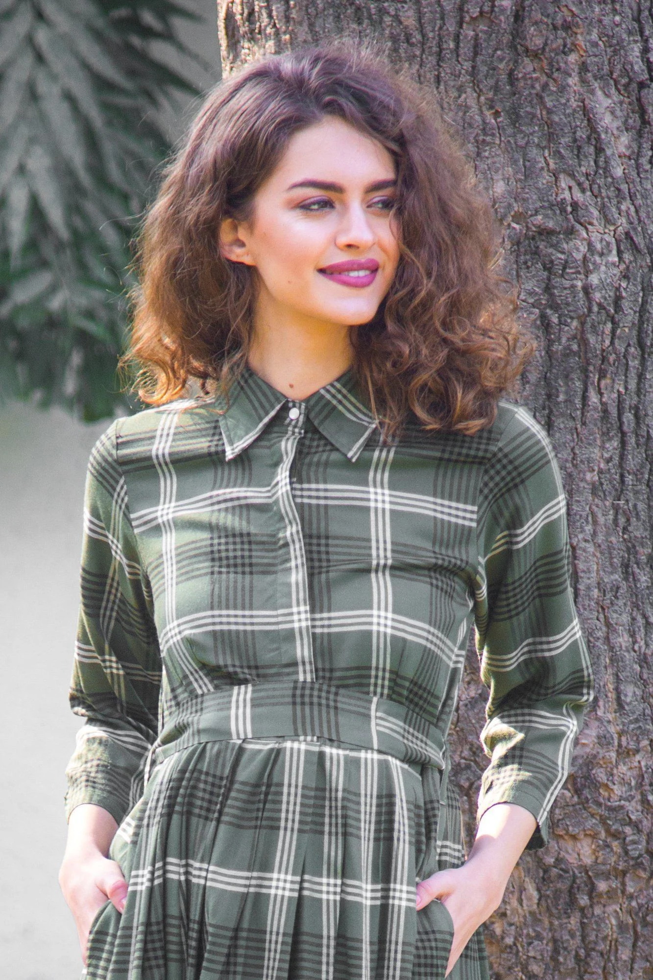 Emerald Plaid Maternity & Nursing Dress - Chenance