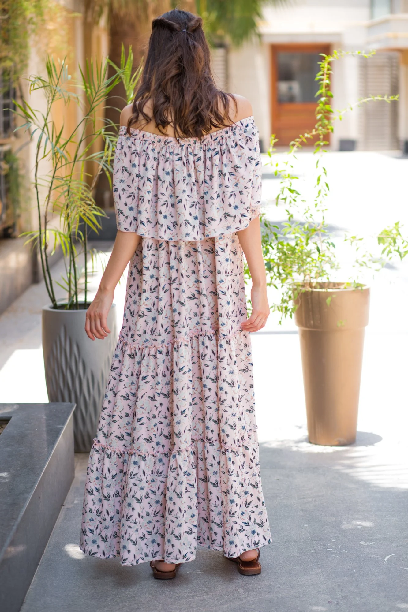 Pristine Pink Off-Shoulder Maternity Maxi - Chenance