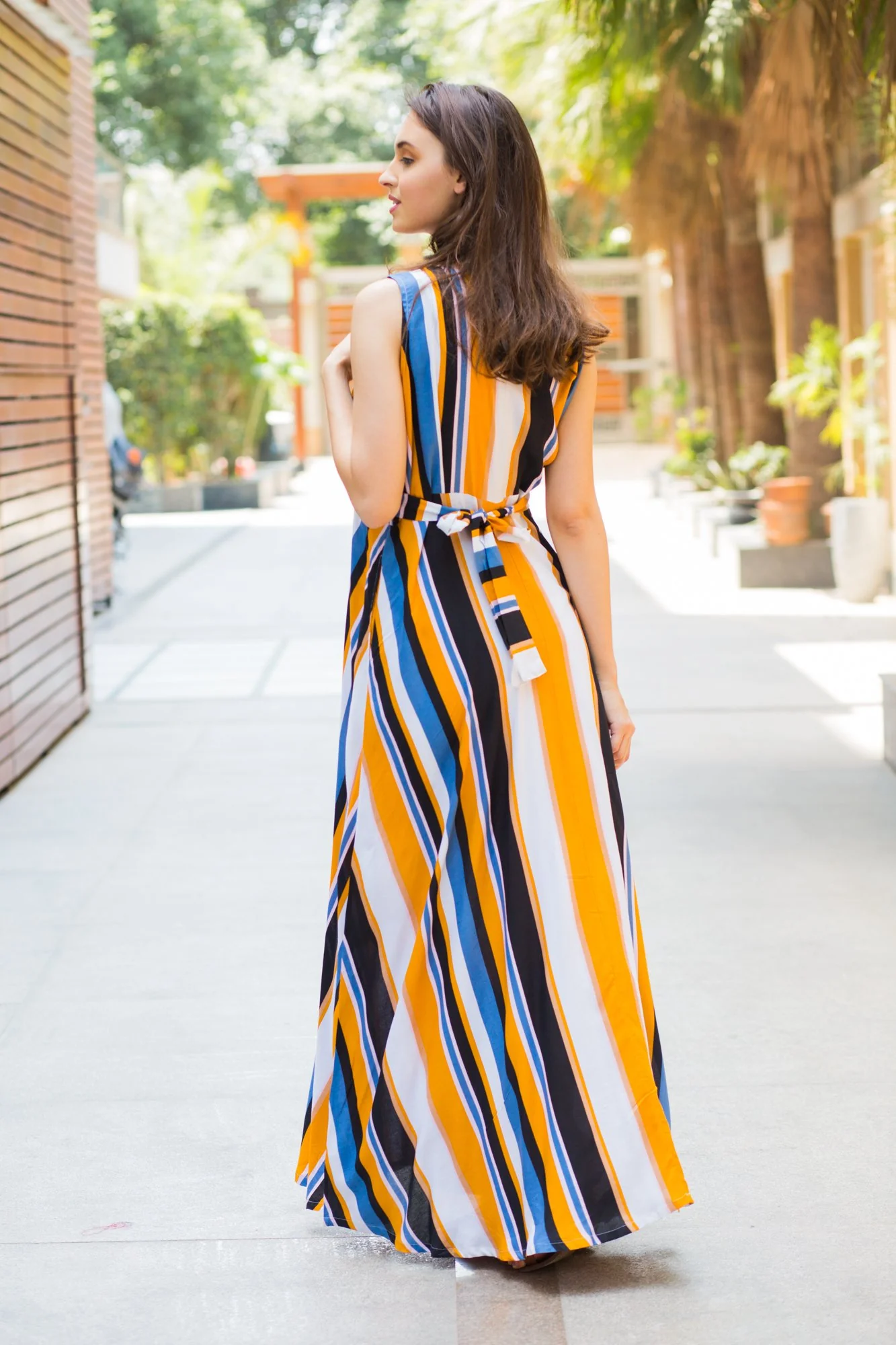 Royal Multi Striped Maternity & Nursing Dress - Chenance