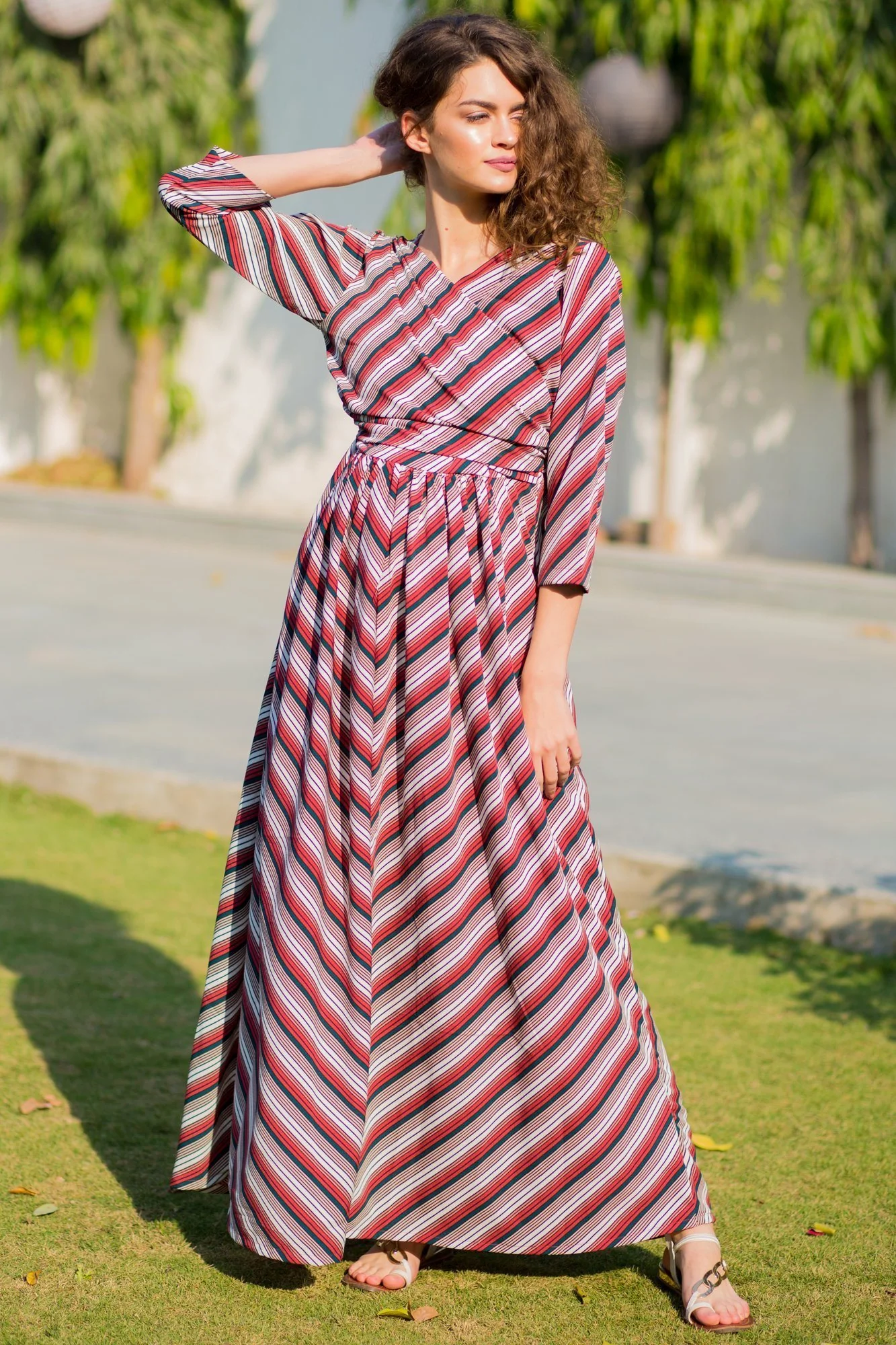 Maze Striped Maternity & Nursing Wrap Dress - Chenance