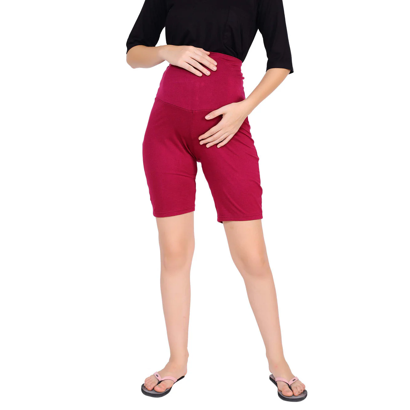 Soft Magenta Stretchable Maternity Shorts (VISCOSE LYCRA) - Chenance