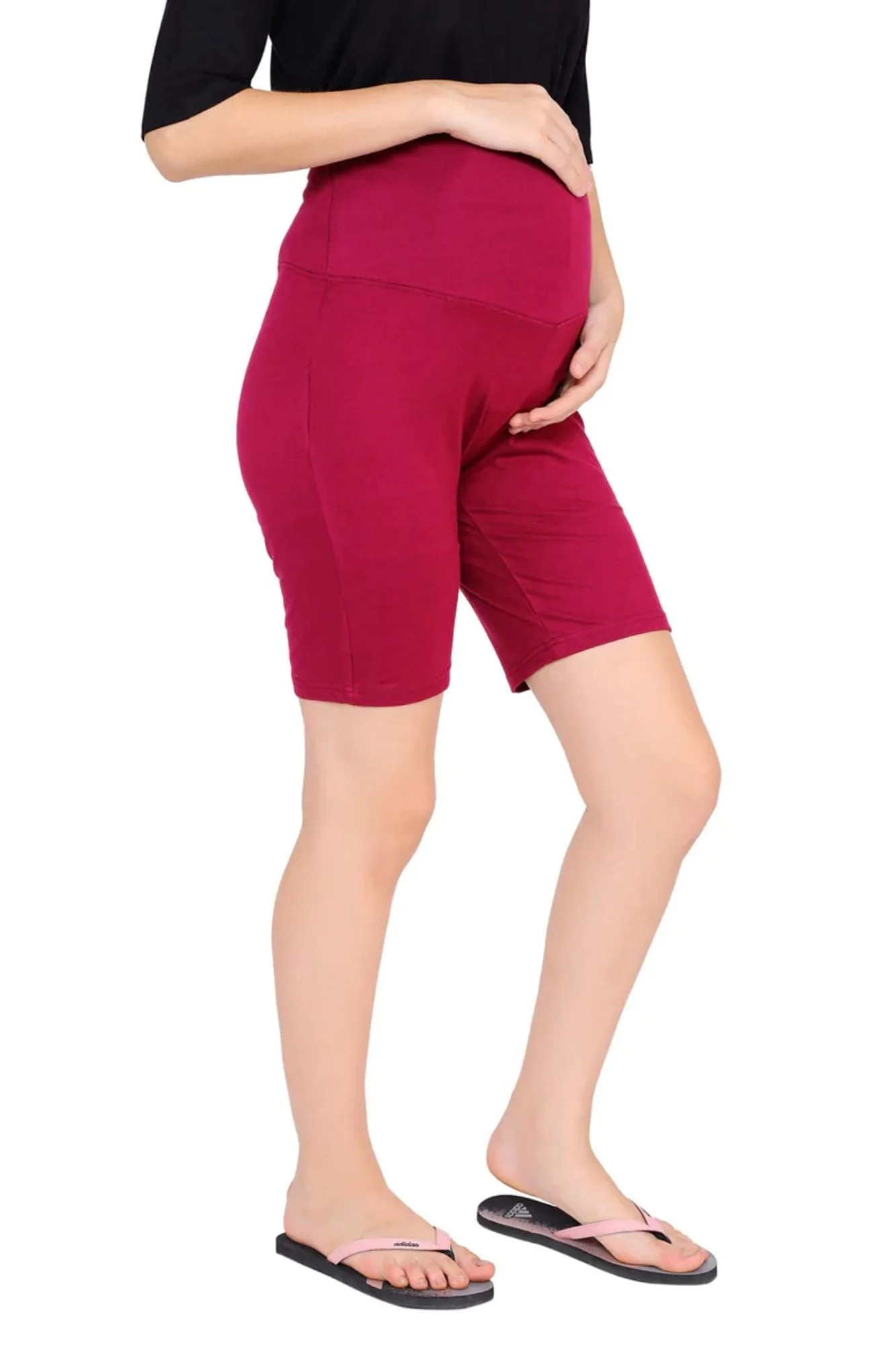 Soft Magenta Stretchable Maternity Shorts (VISCOSE LYCRA) - Chenance
