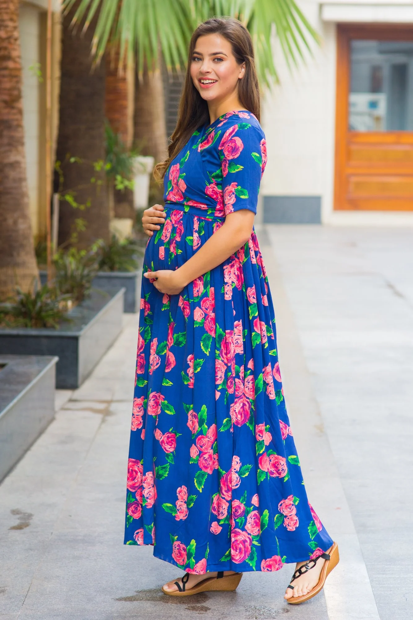 Rose Blossom Maternity & Nursing Wrap Dress - Chenance
