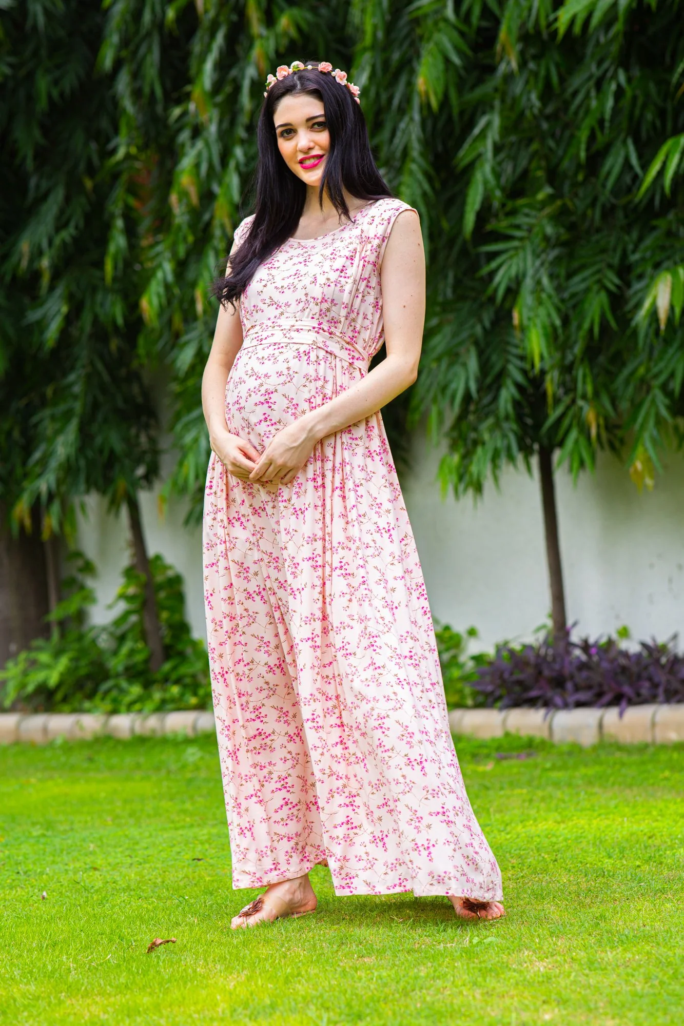 Toffee Pink Concealed Zips Maternity & Nursing Dress - Chenance