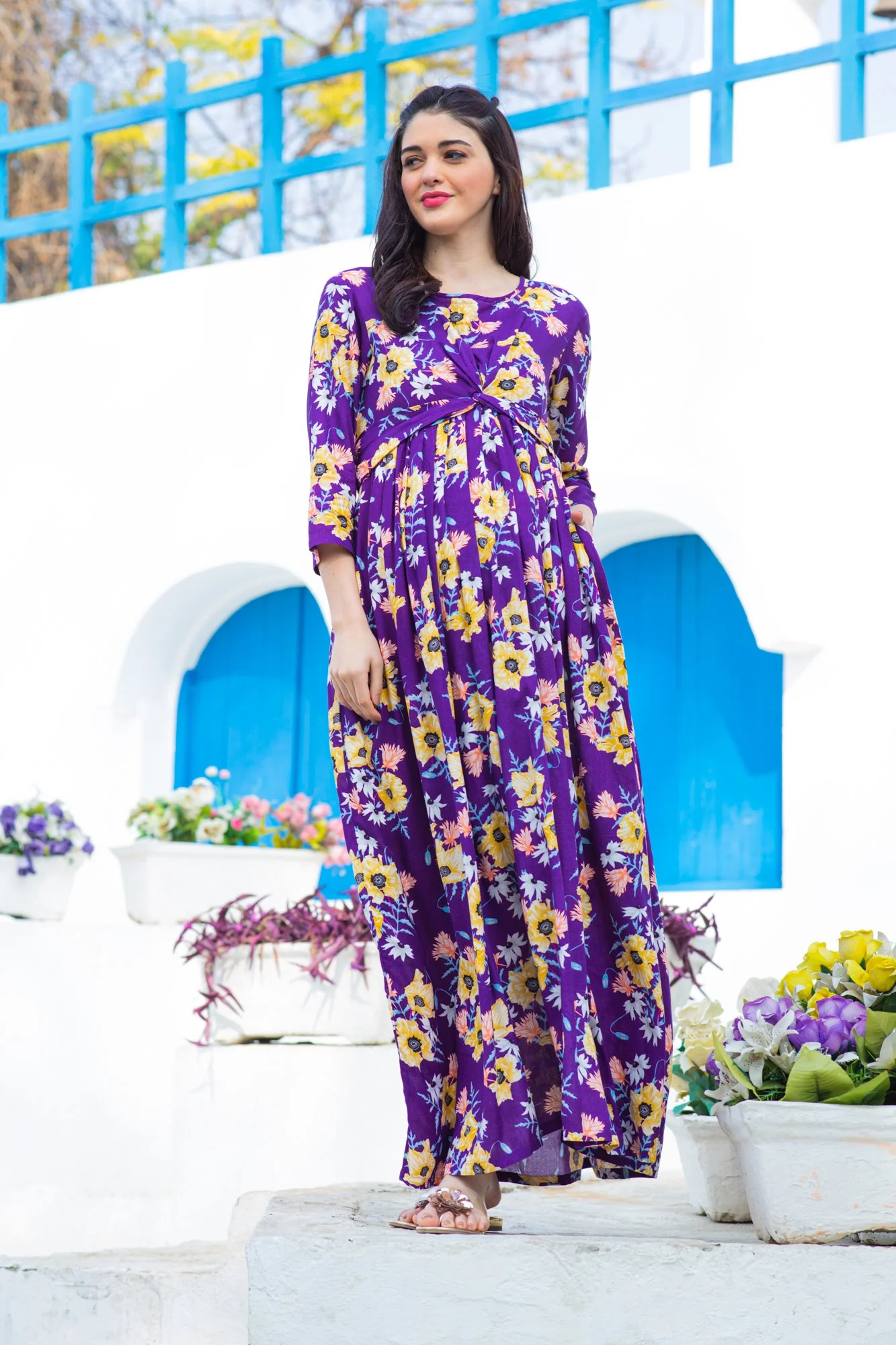 Pretty Violet Maternity Knot Dress - Chenance