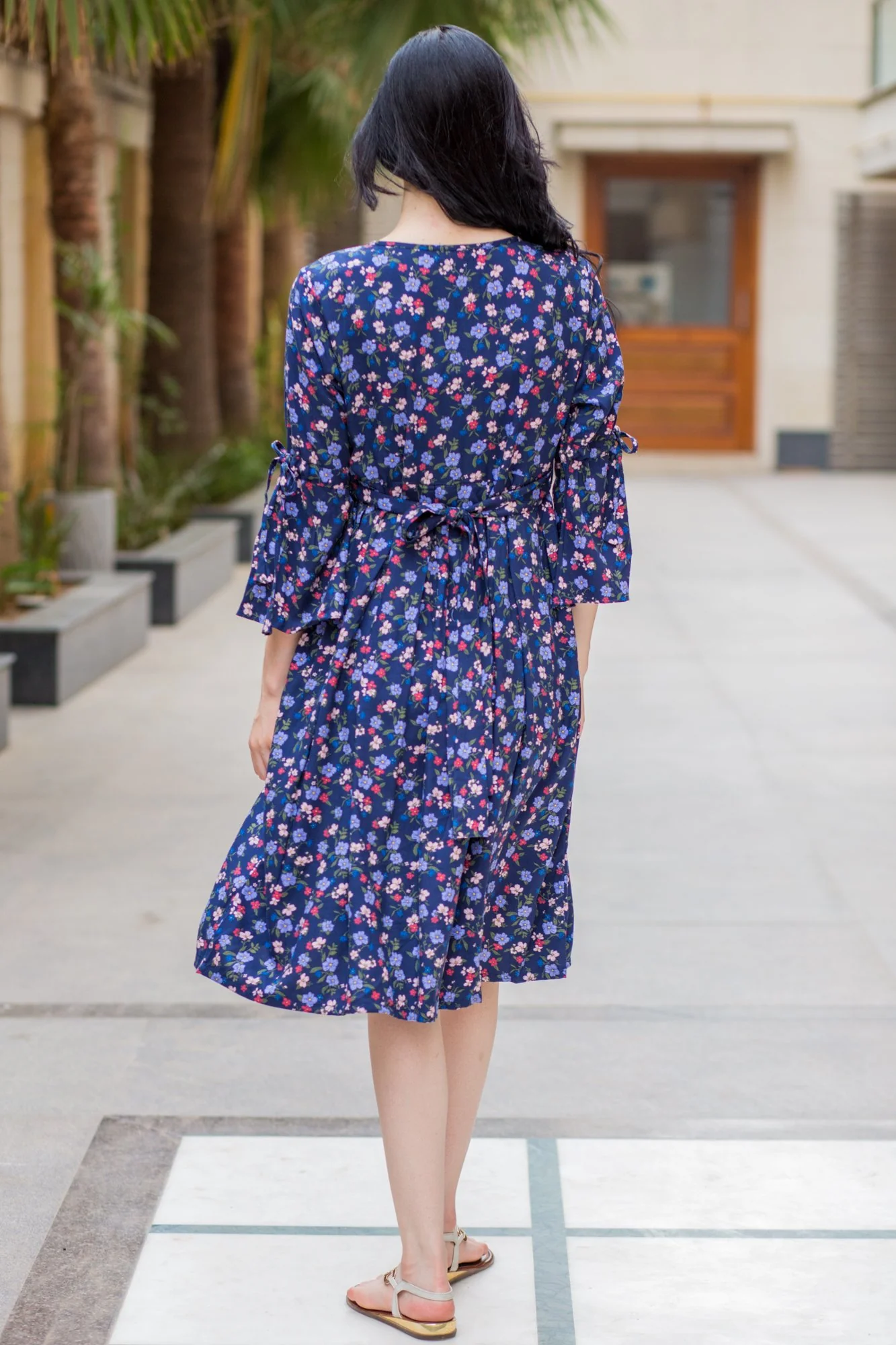 Blue Blossom Maternity & Nursing Front Zip Dress - Chenance