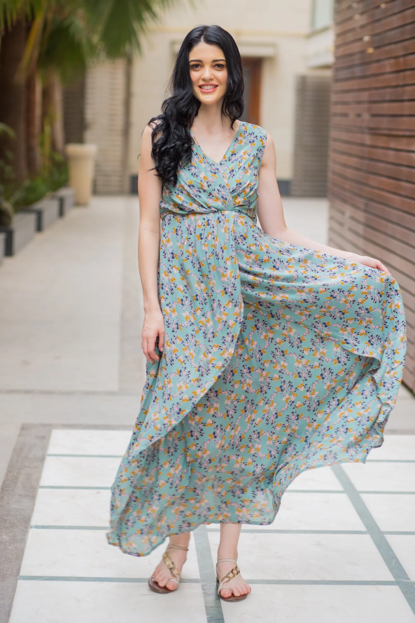 Unique Sage Green Maternity Dress - Chenance