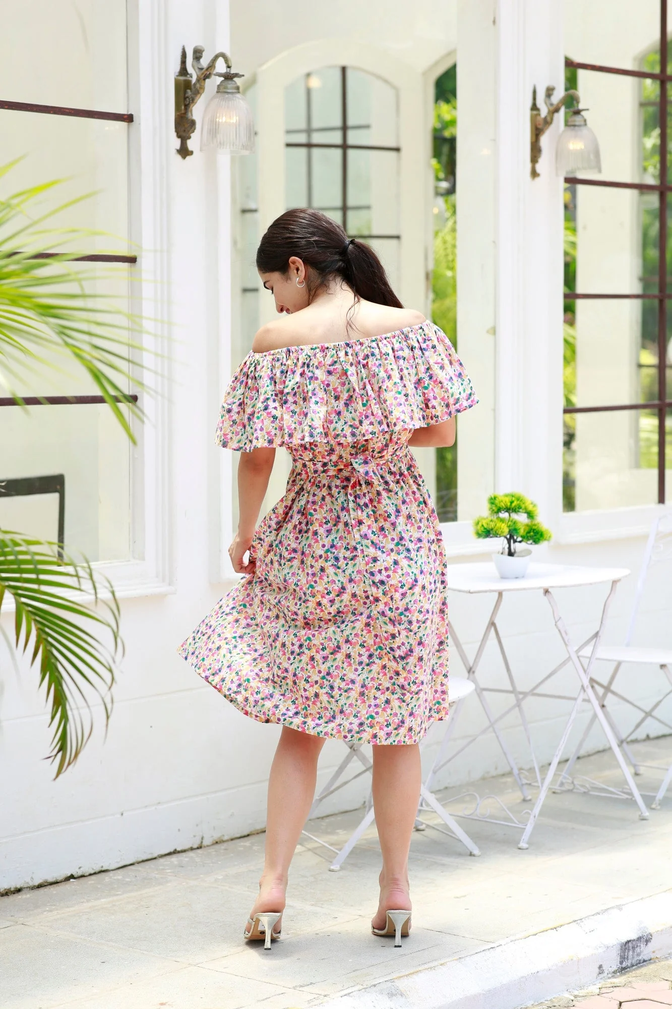 Candy Rosy Pink Off-Shoulder Maternity Frill Dress - Chenance