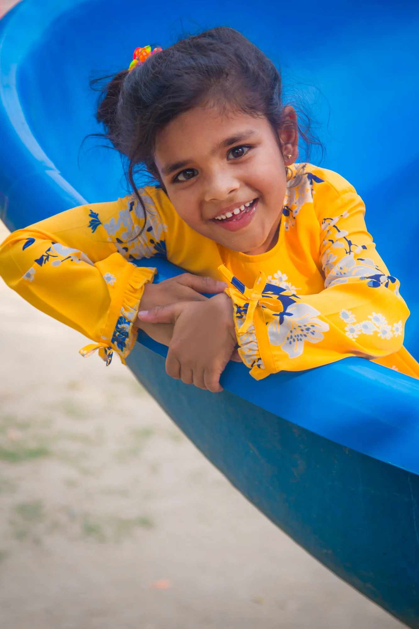 Hello Yellow Back Tie Crepe Dress (1 yr to 8 years) - Chenance