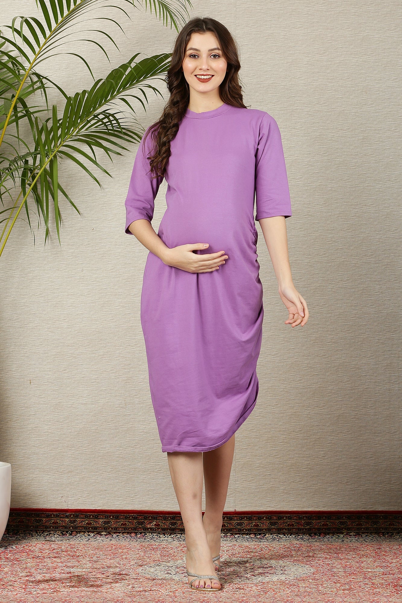 Lovable Lilac Ruched Maternity Dress - Chenance